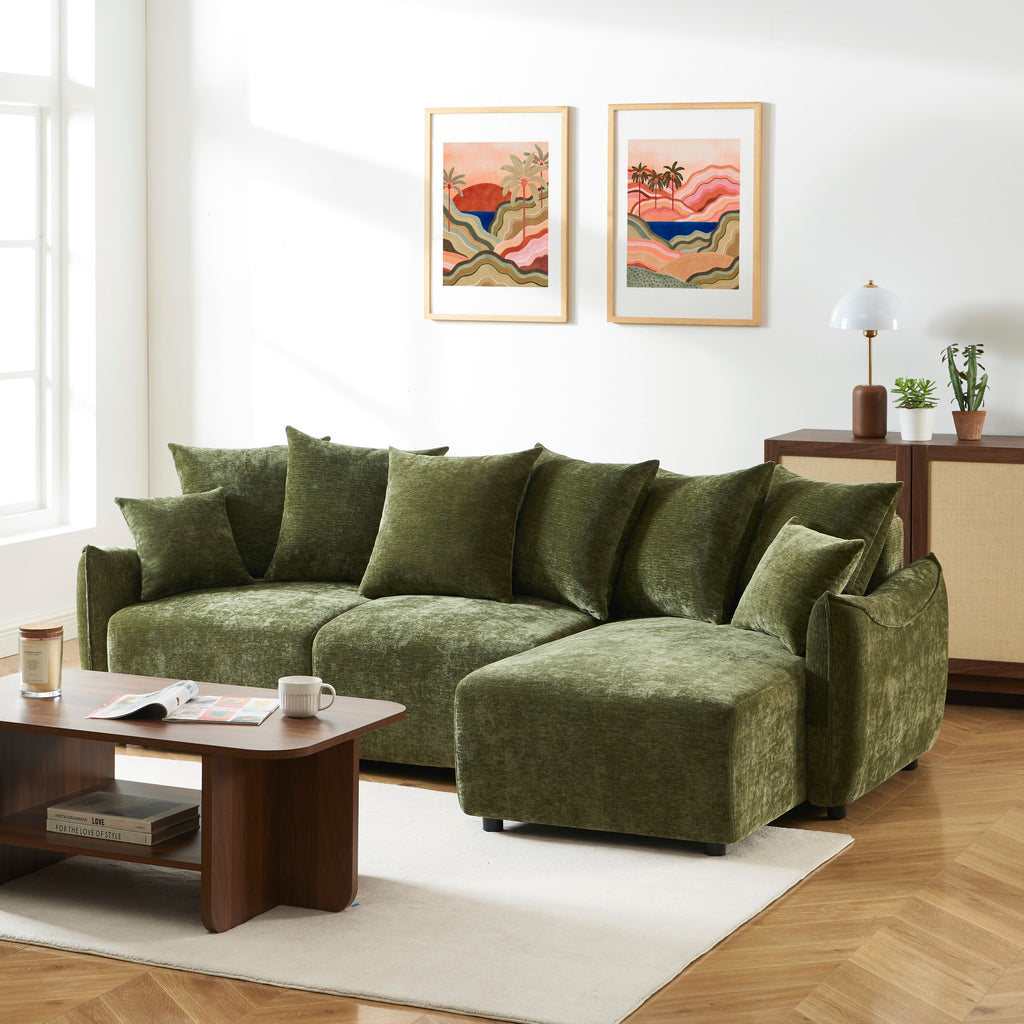 OPALINE Fabric Corner Sofa – Green
