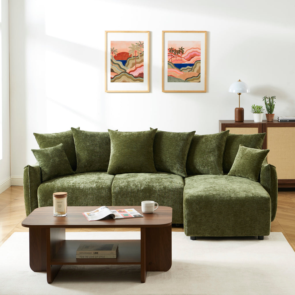 OPALINE Fabric Corner Sofa – Green
