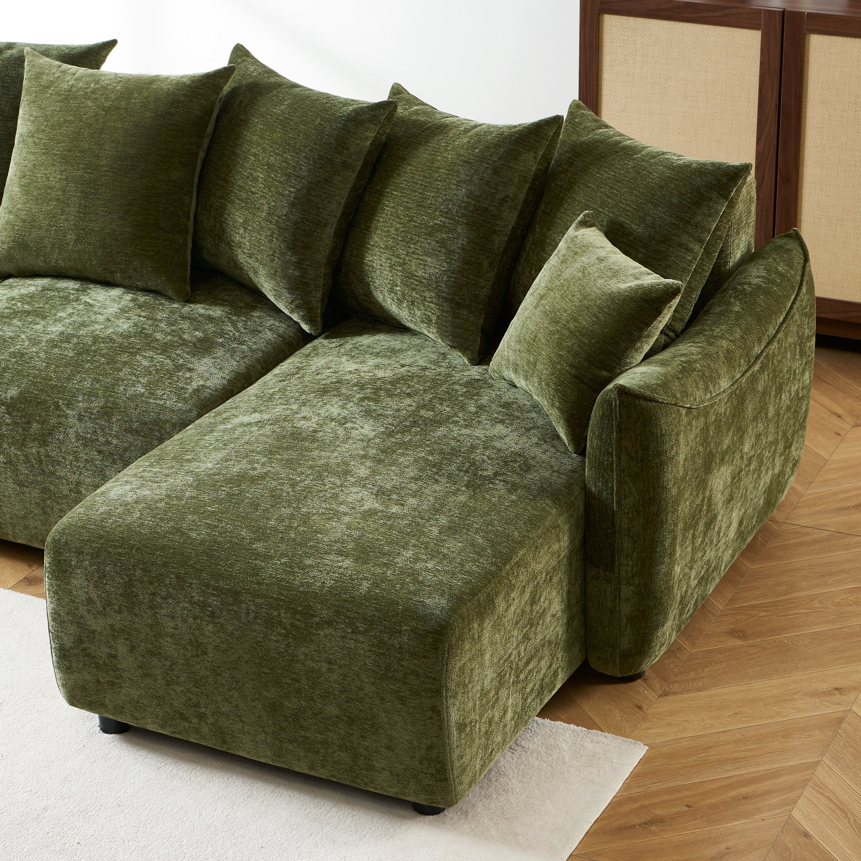 OPALINE Fabric Corner Sofa – Green