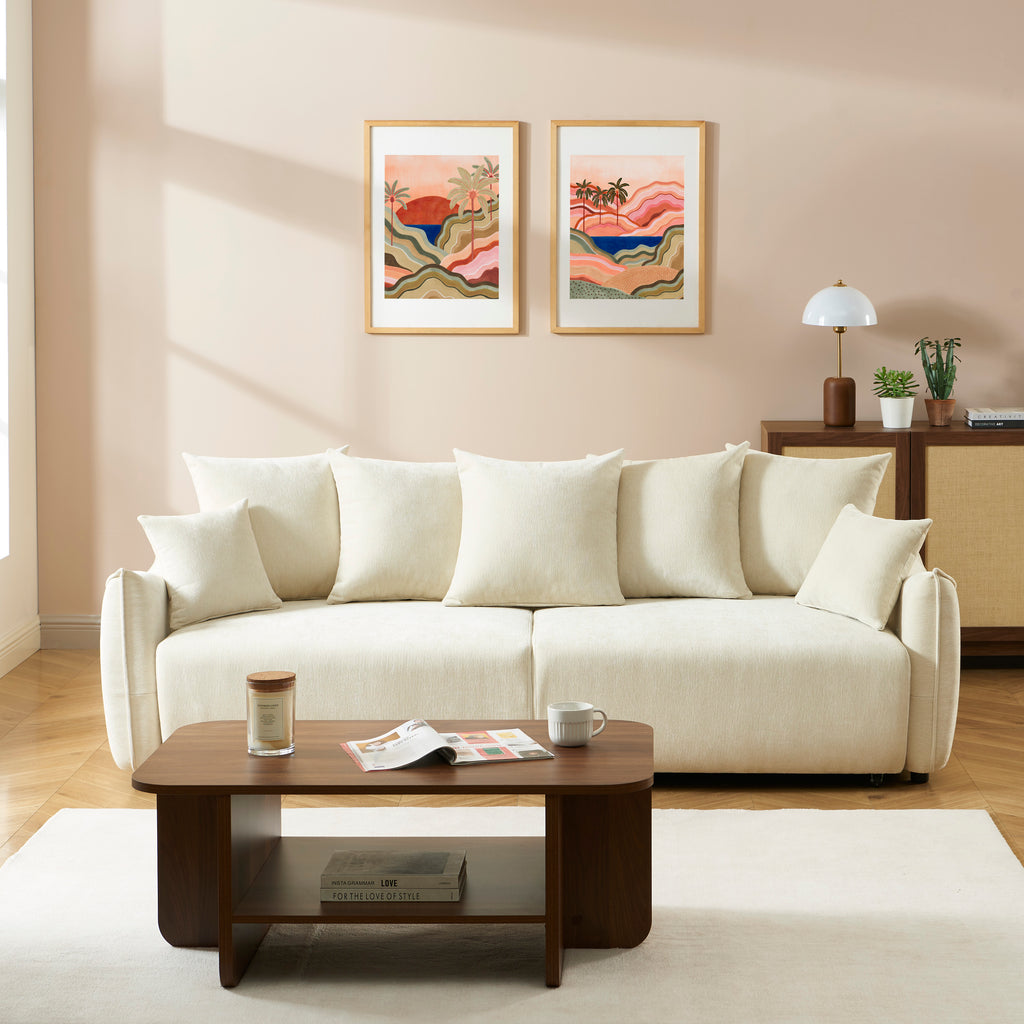 OPALINE Fabric Straight Sofa – Beige