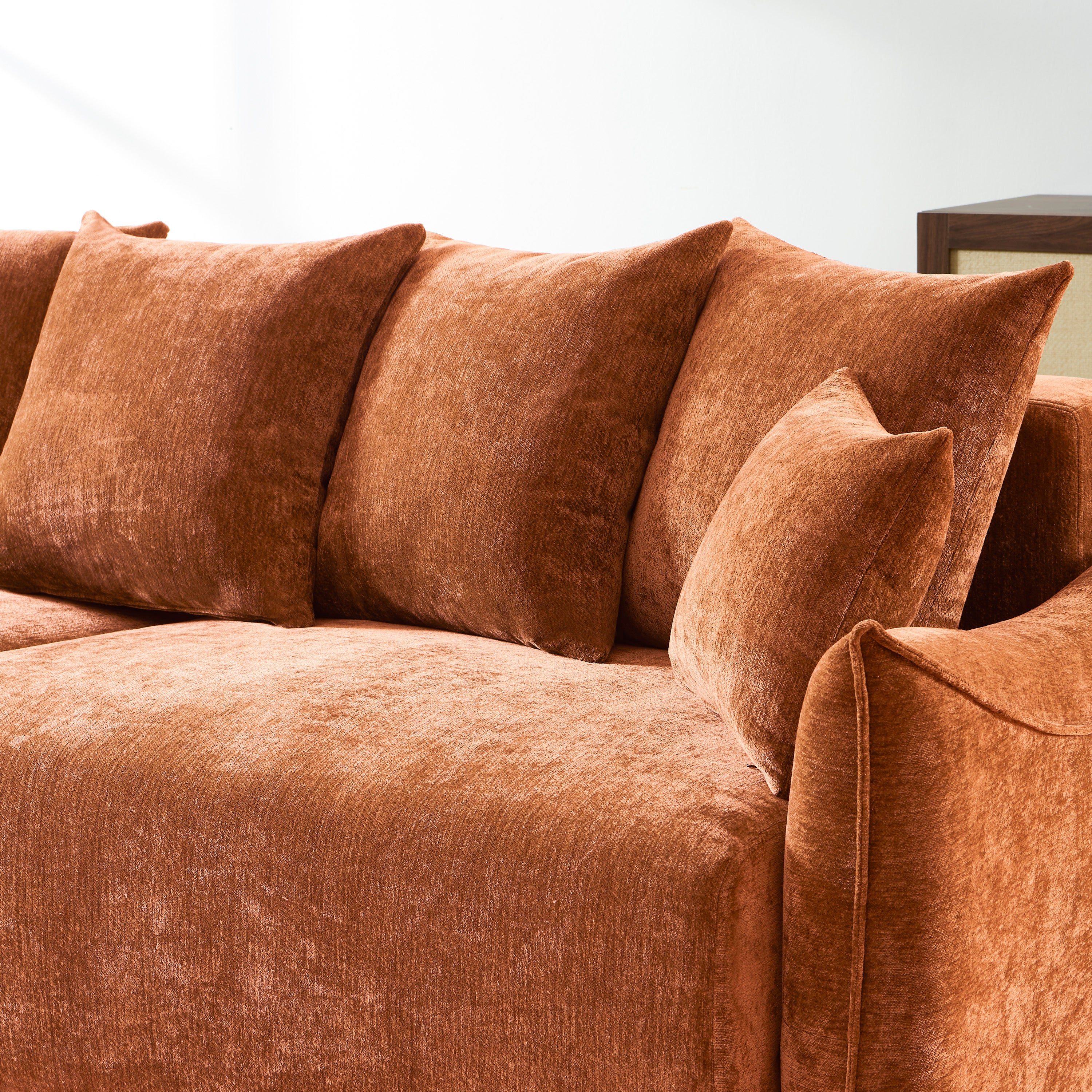OPALINE Fabric Straight Sofa – Terracotta