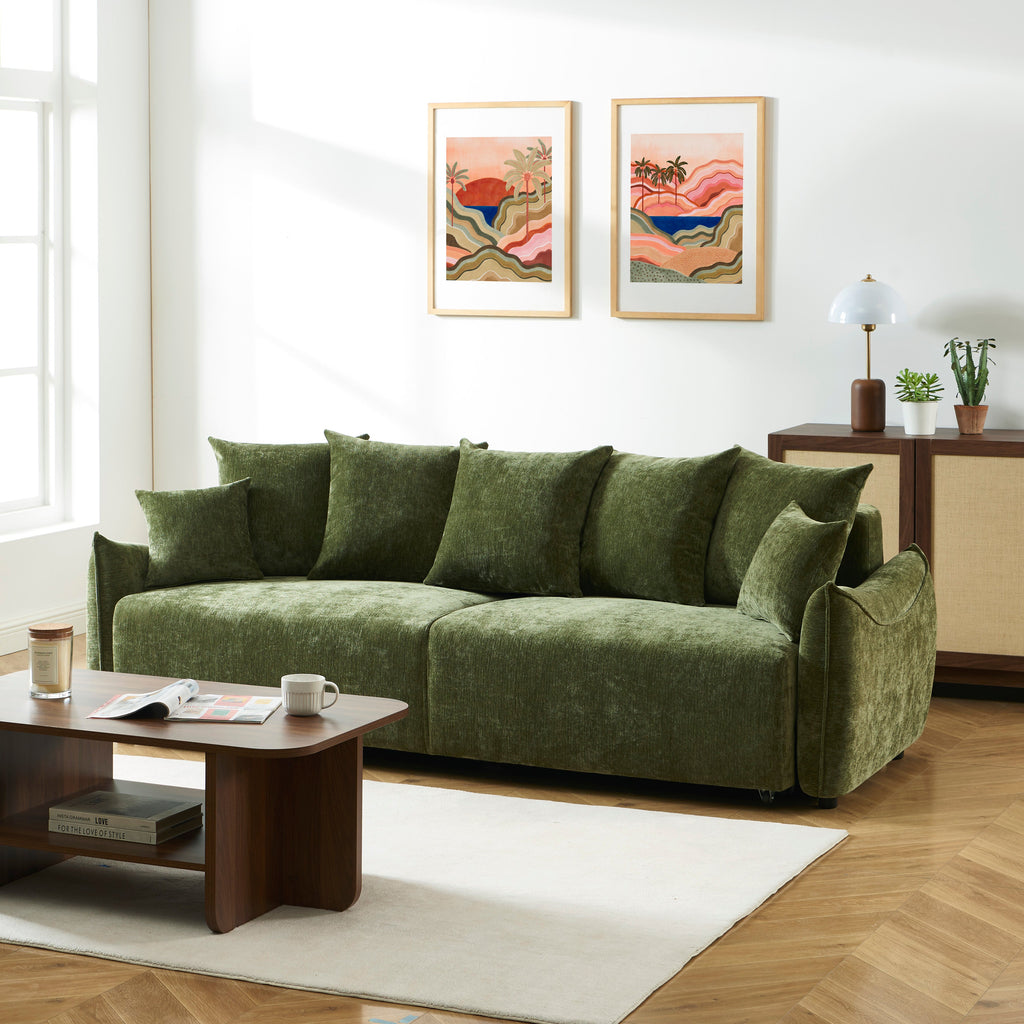 OPALINE Fabric Straight Sofa – Green