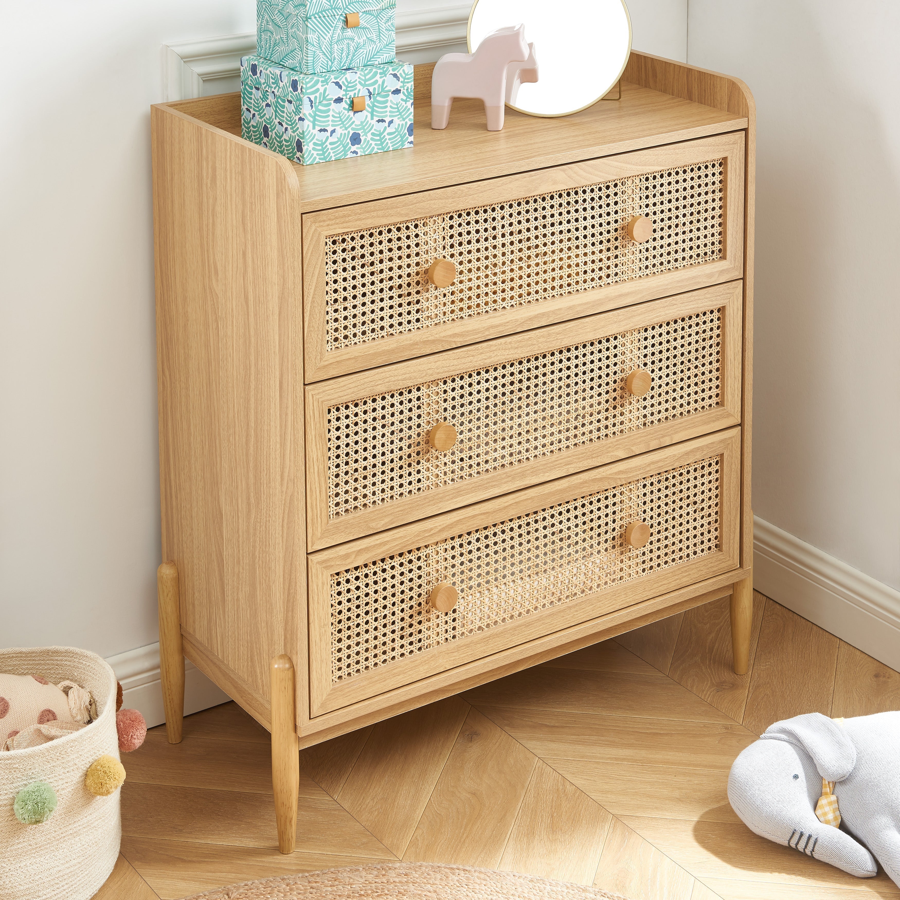 PABLO Kids Chest of Drawers with Rattan Cane Detailing