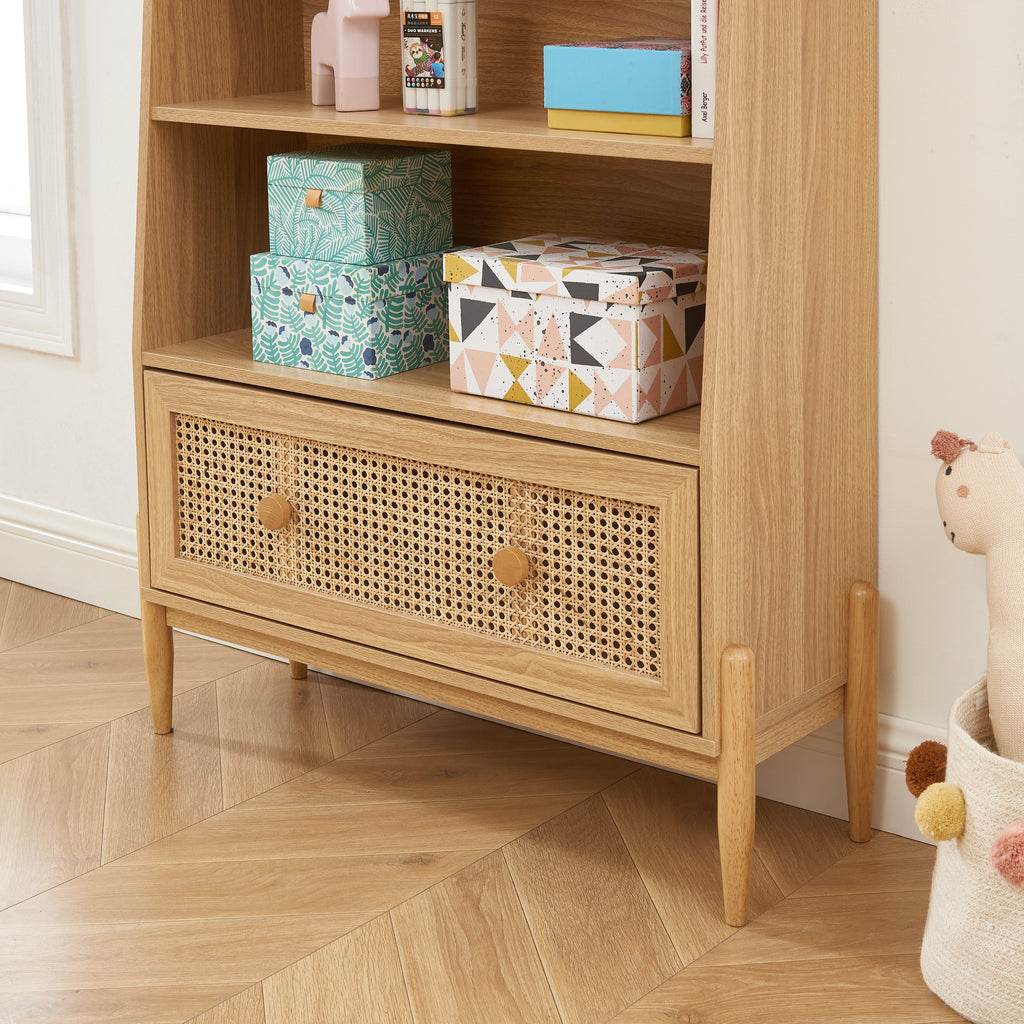 PABLO Kids Bookcase with Rattan Cane Detailing