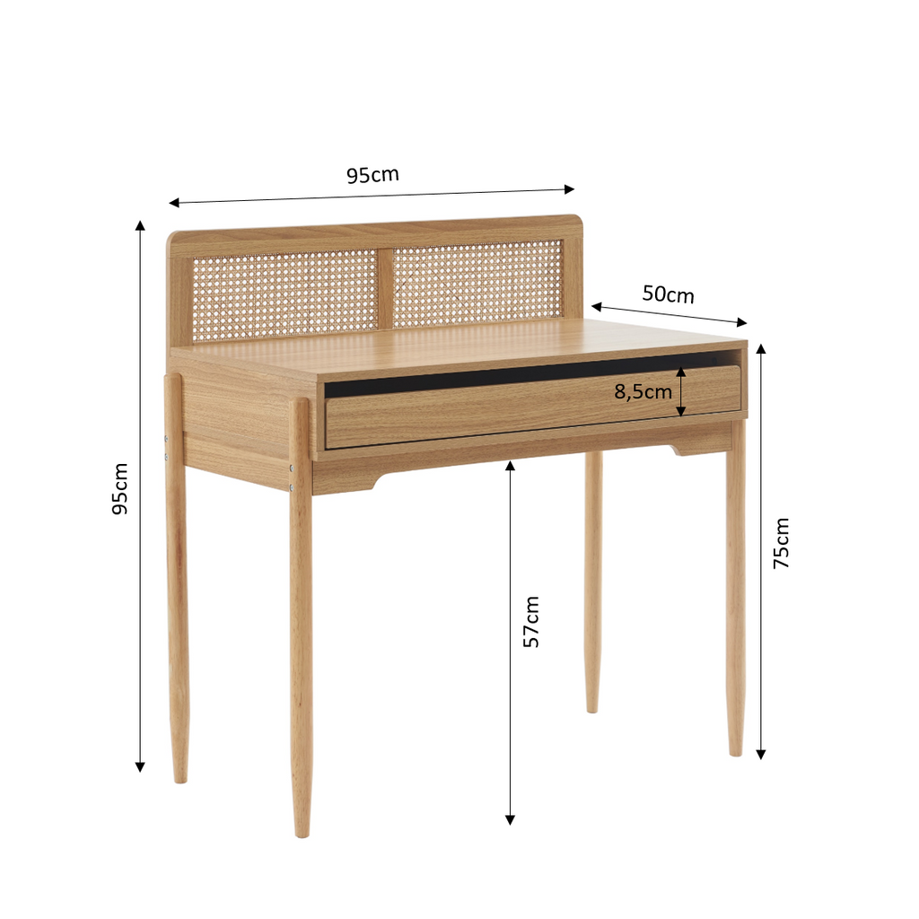 PABLO Kids Desk with Rattan Cane Detailing