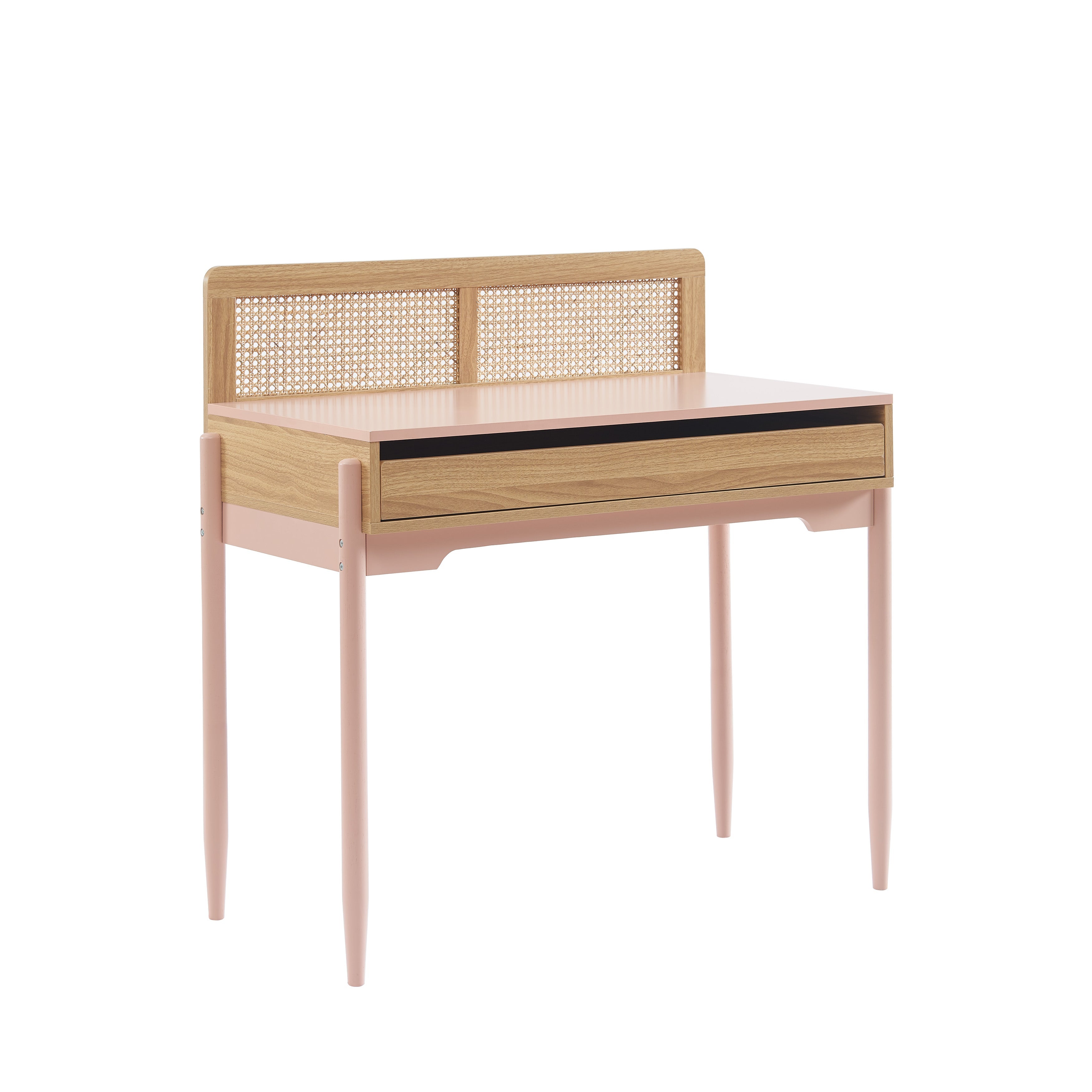 PABLO Kids Desk with Rattan Cane Detailing – Pink