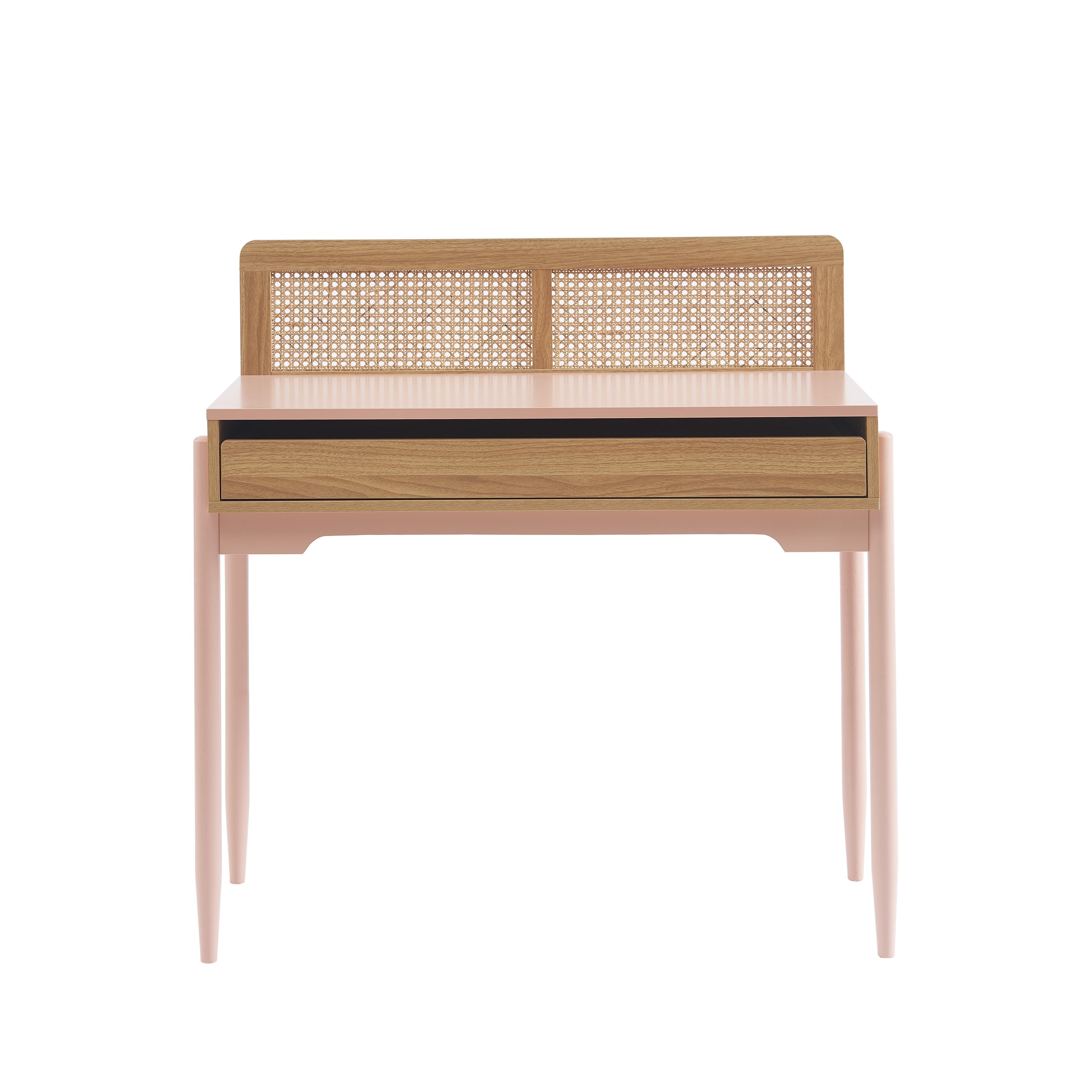 PABLO Kids Desk with Rattan Cane Detailing – Pink