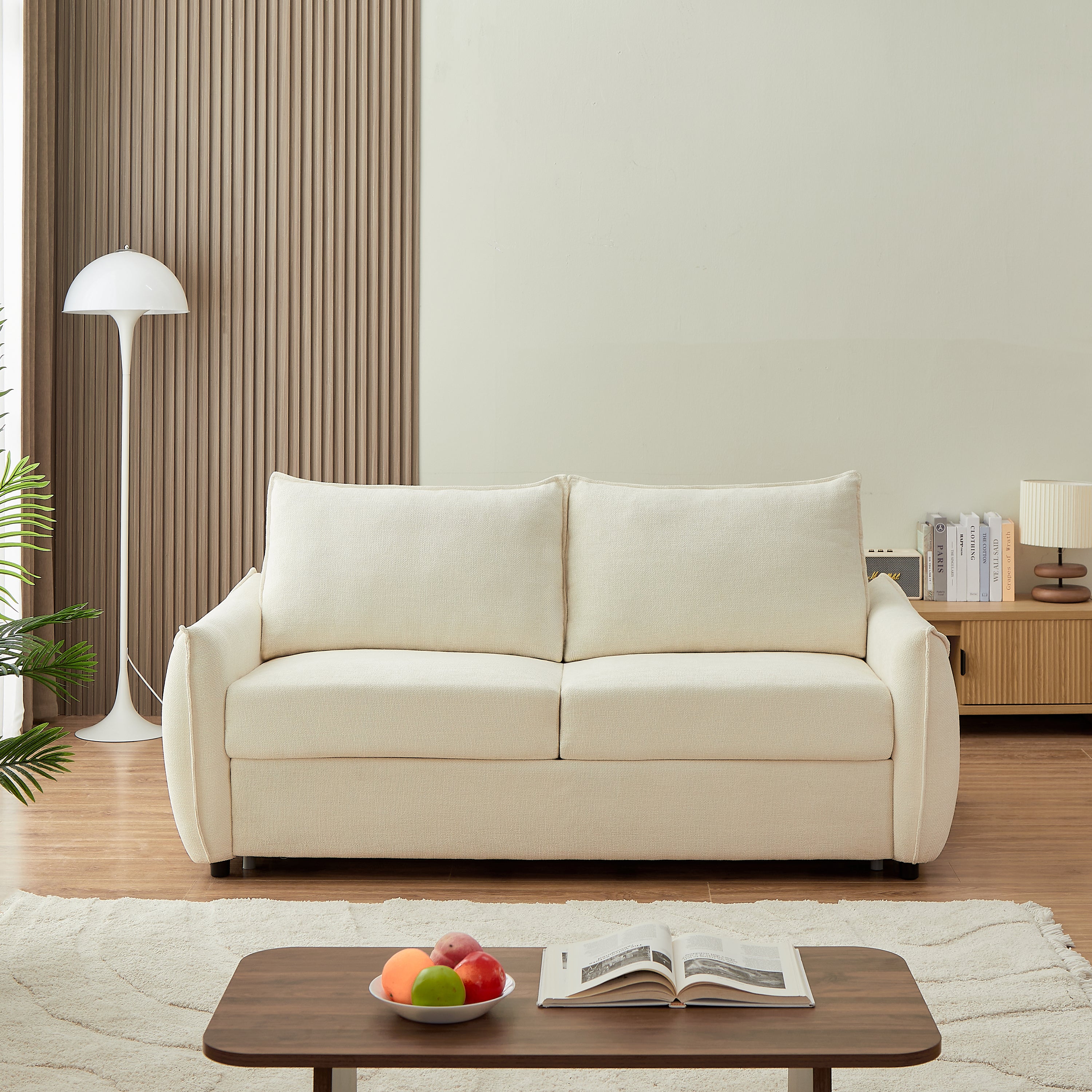 Sofa droit Convertible express PALLA 3 places Fabric chenille Beige