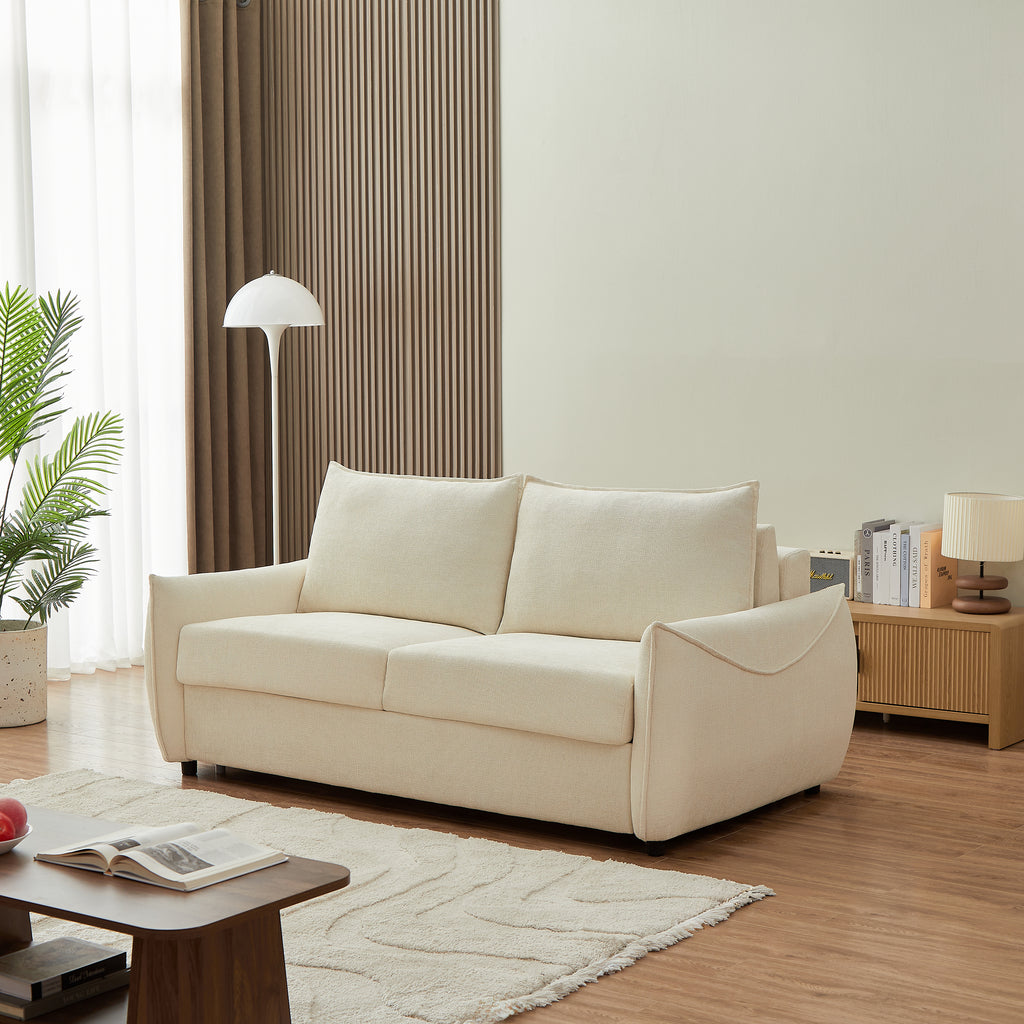 Sofa droit Convertible express PALLA 3 places Fabric chenille Beige