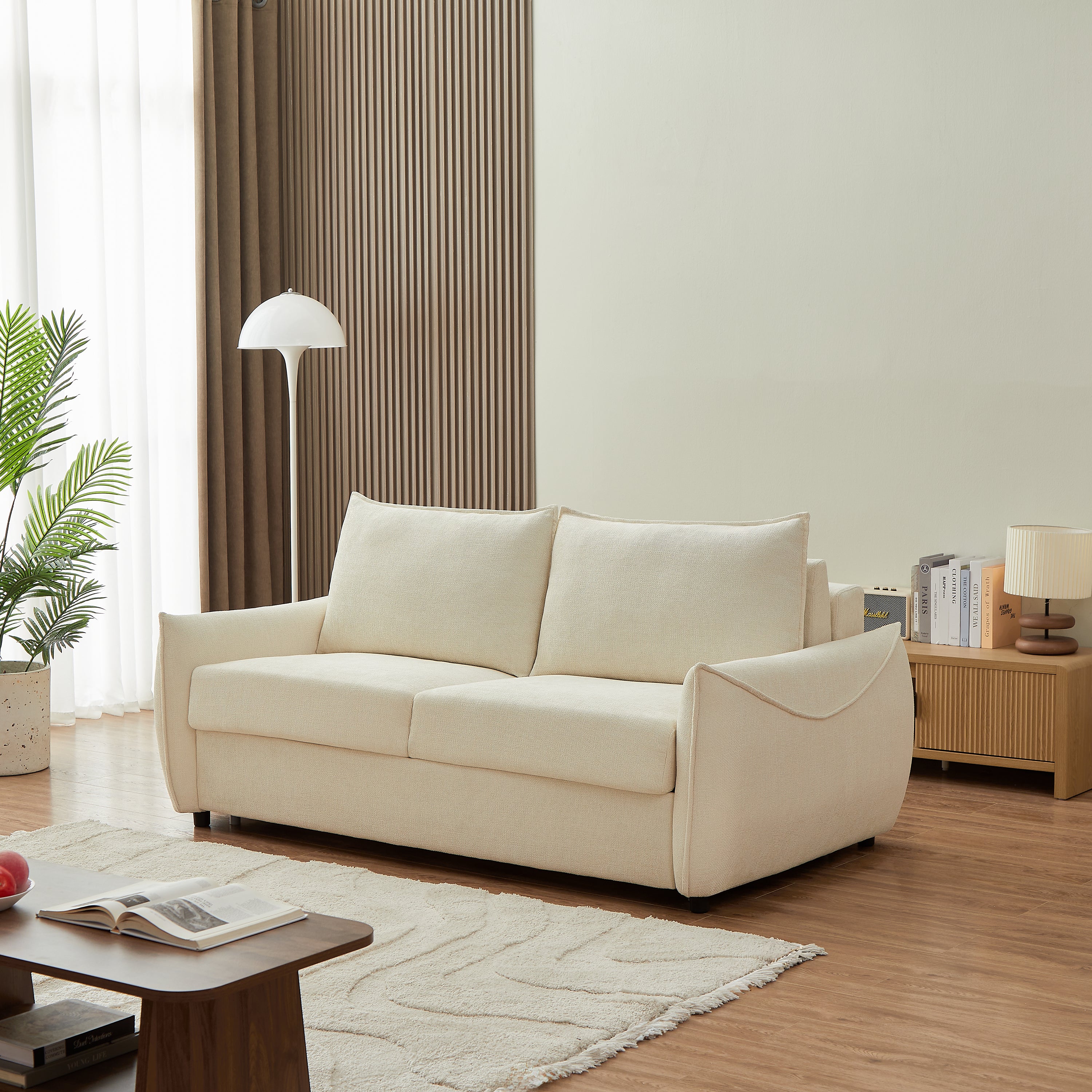 Sofa droit Convertible express PALLA 3 places Fabric chenille Beige