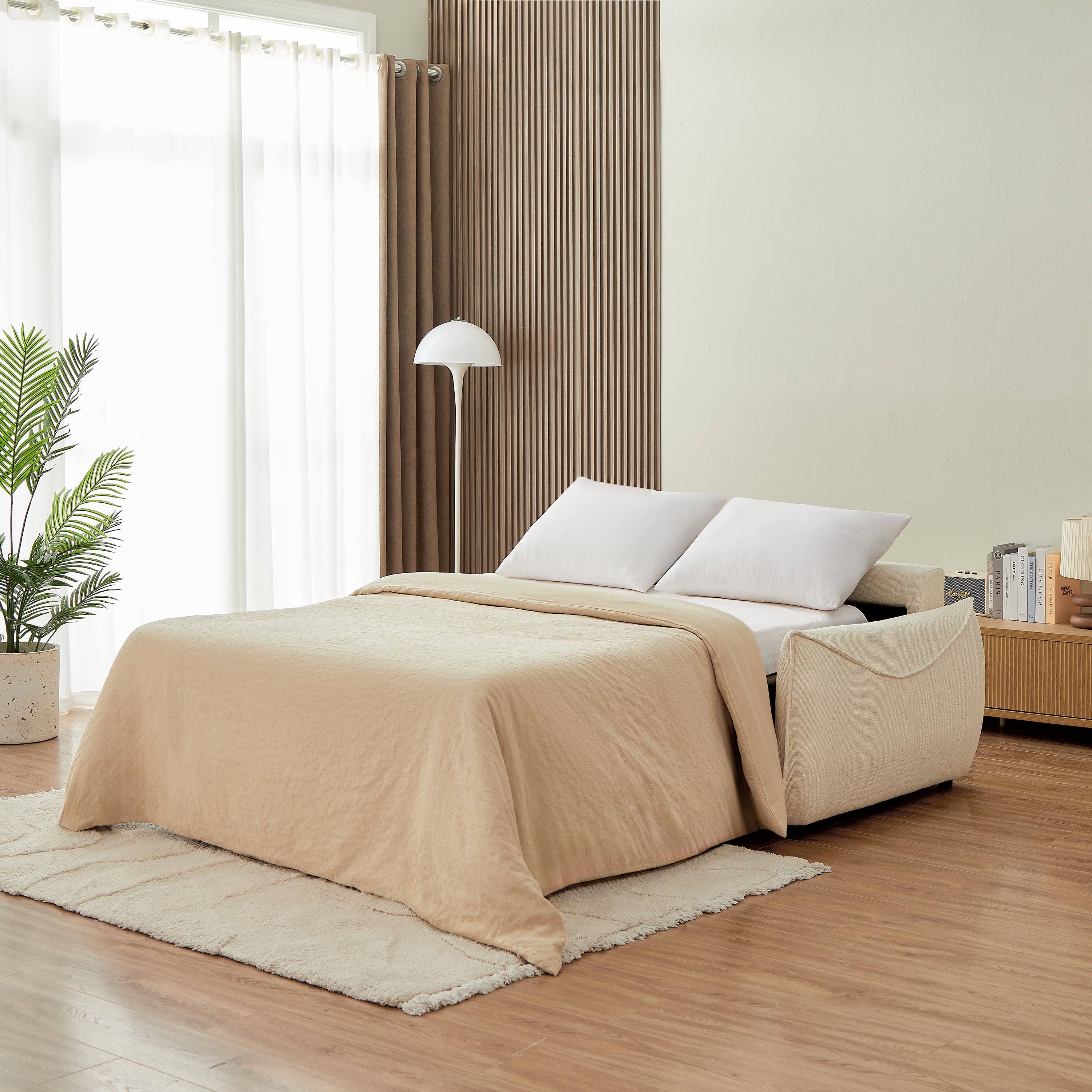 Sofa droit Convertible express PALLA 3 places Fabric chenille Beige