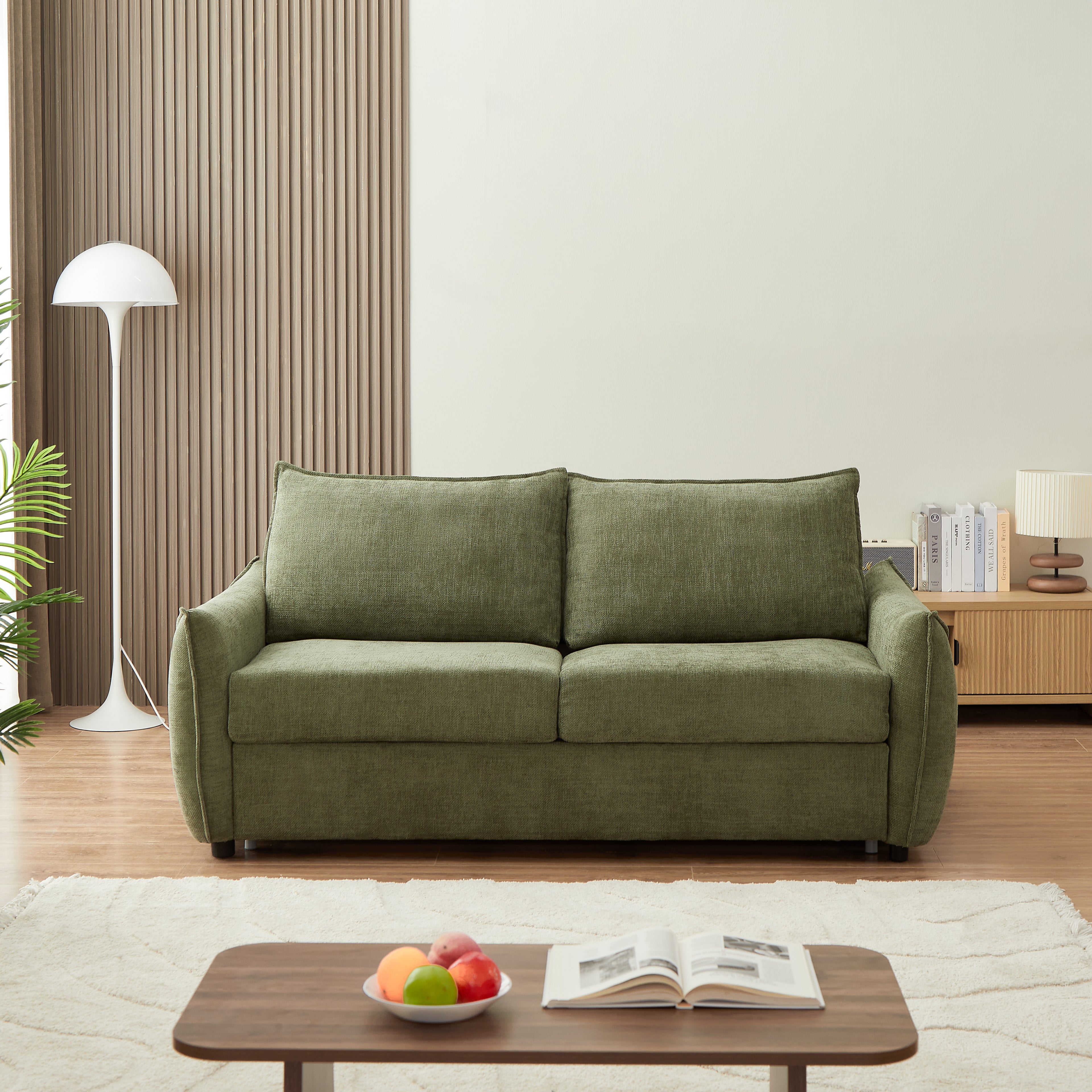 Sofa droit Convertible express PALLA 3 places Fabric chenille Beige