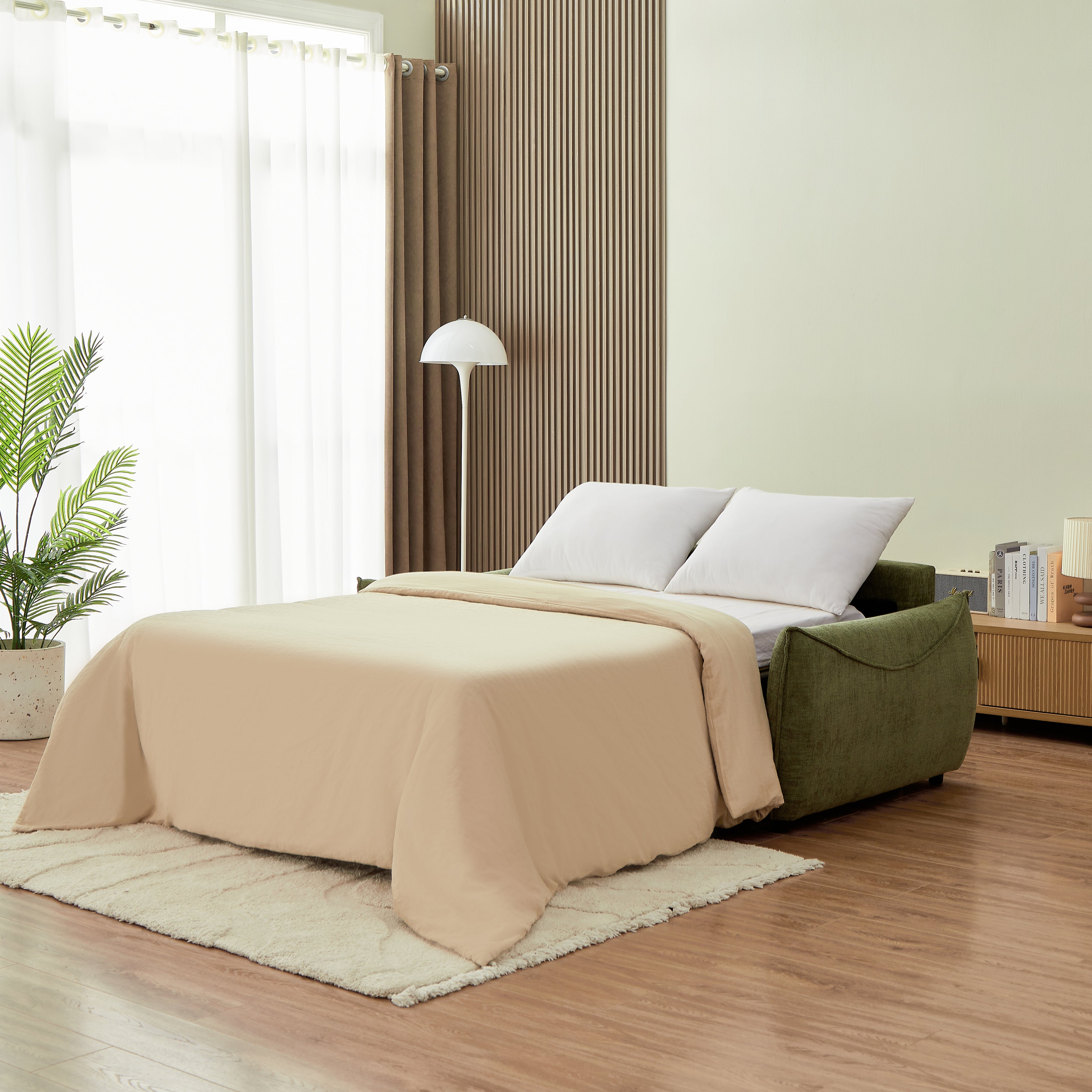 Sofa droit Convertible express PALLA 3 places Fabric chenille Beige