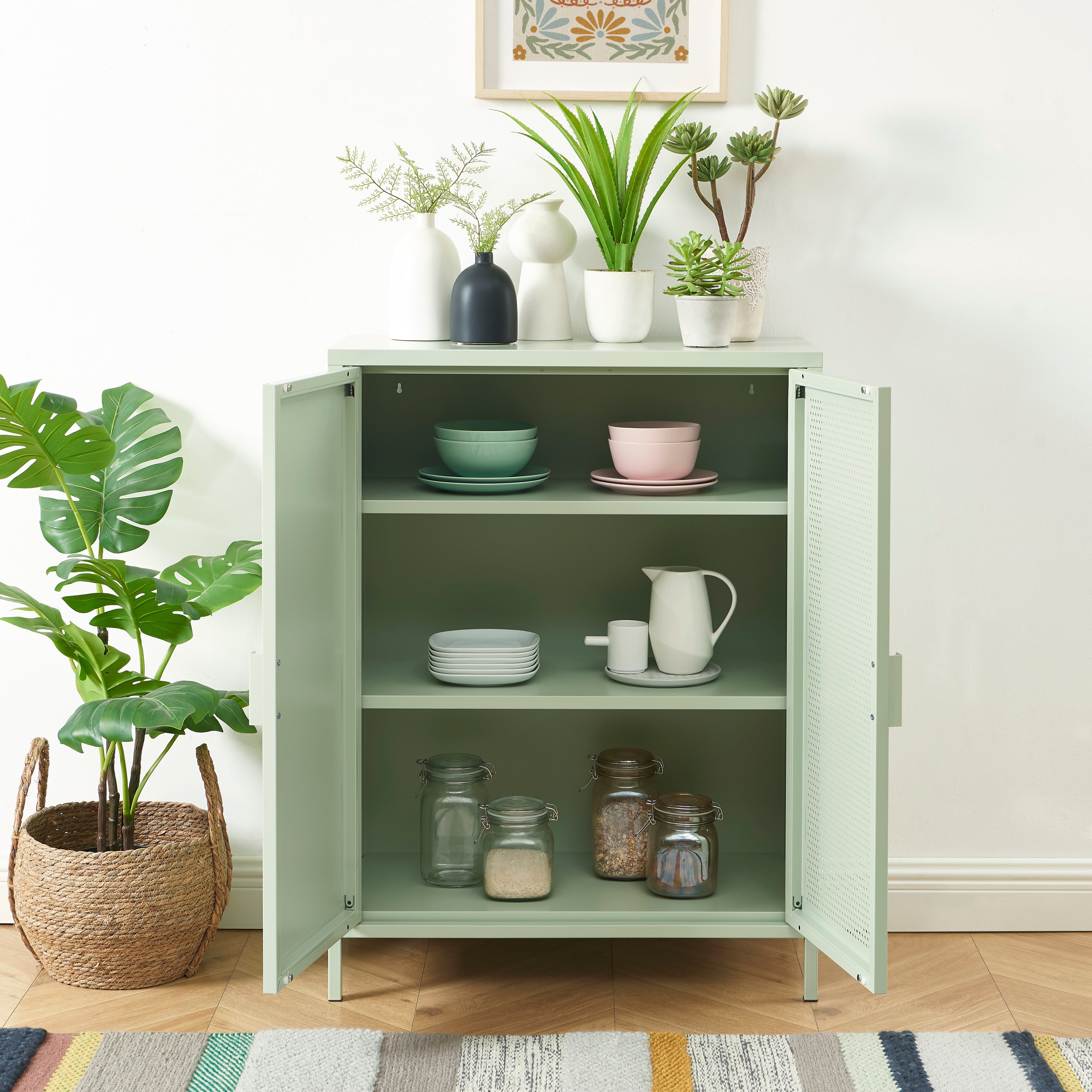 PANTONE® Metal Sideboard – Almond green