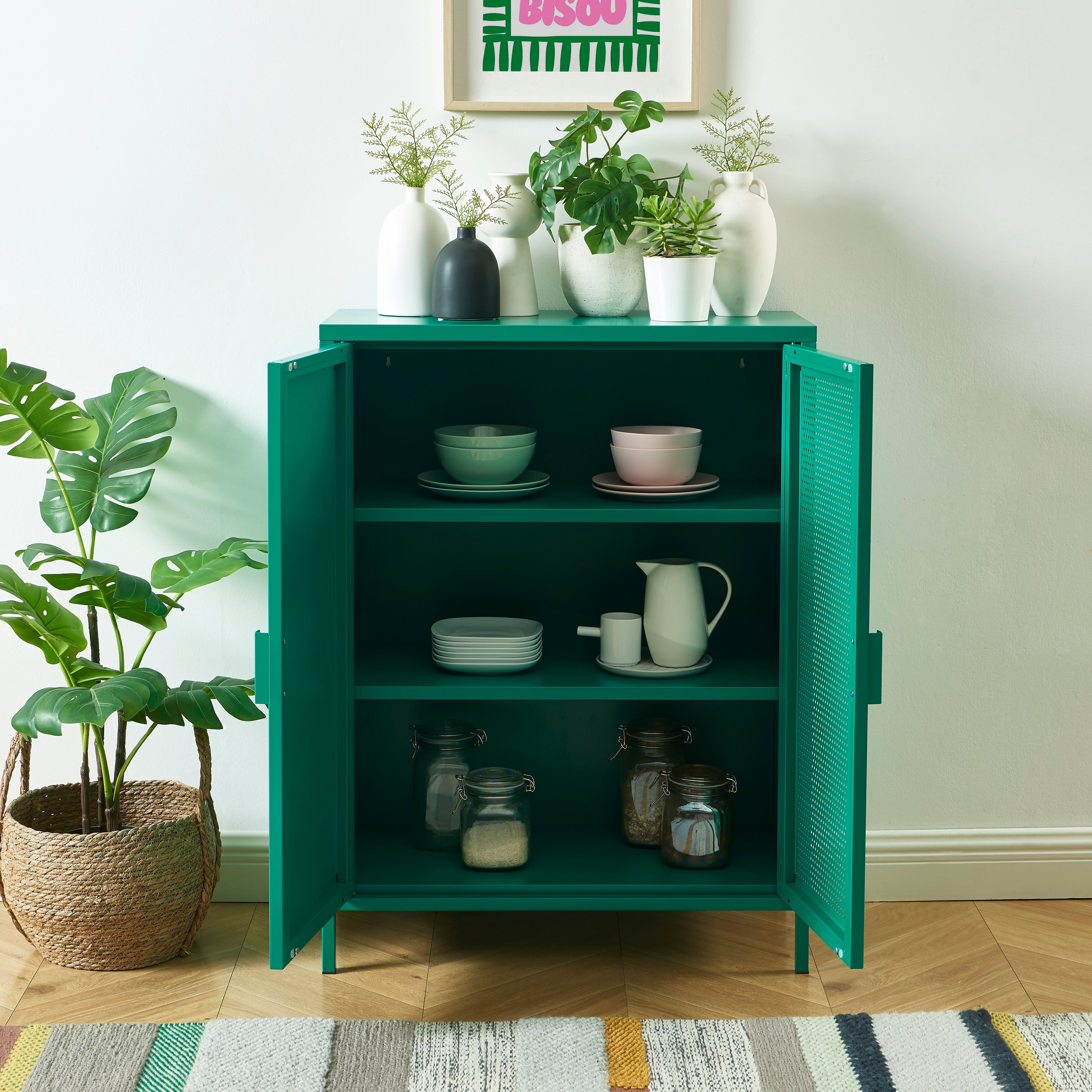 PANTONE® Metal Sideboard – Emerald green