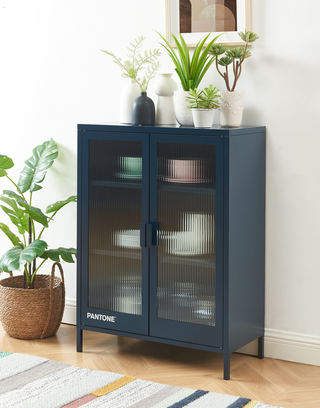 PANTONE® Fluted Glass Sideboard – Midnight blue