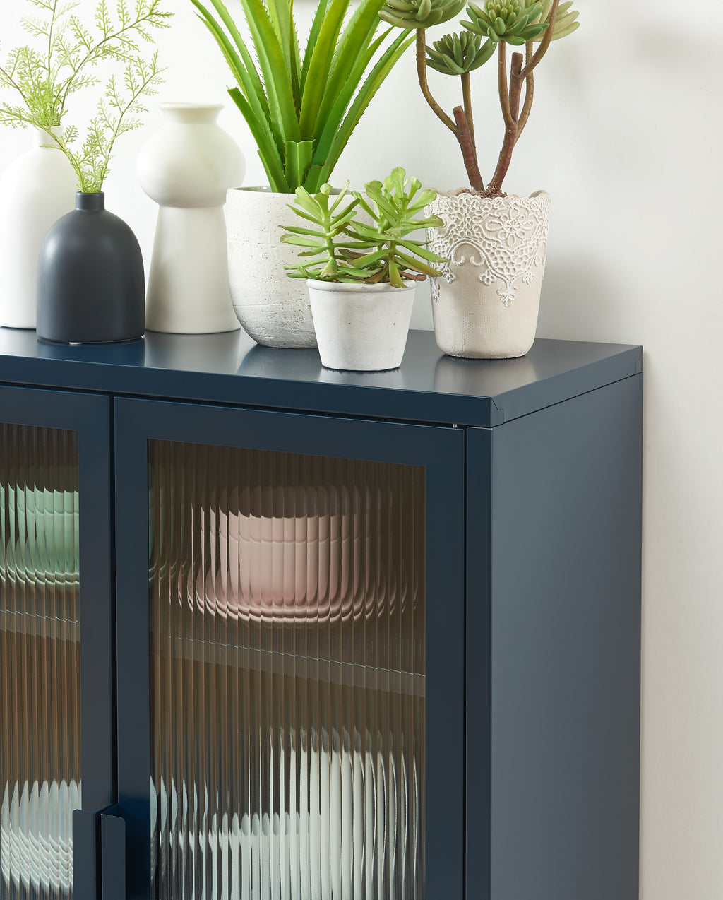 PANTONE® Fluted Glass Sideboard – Midnight blue