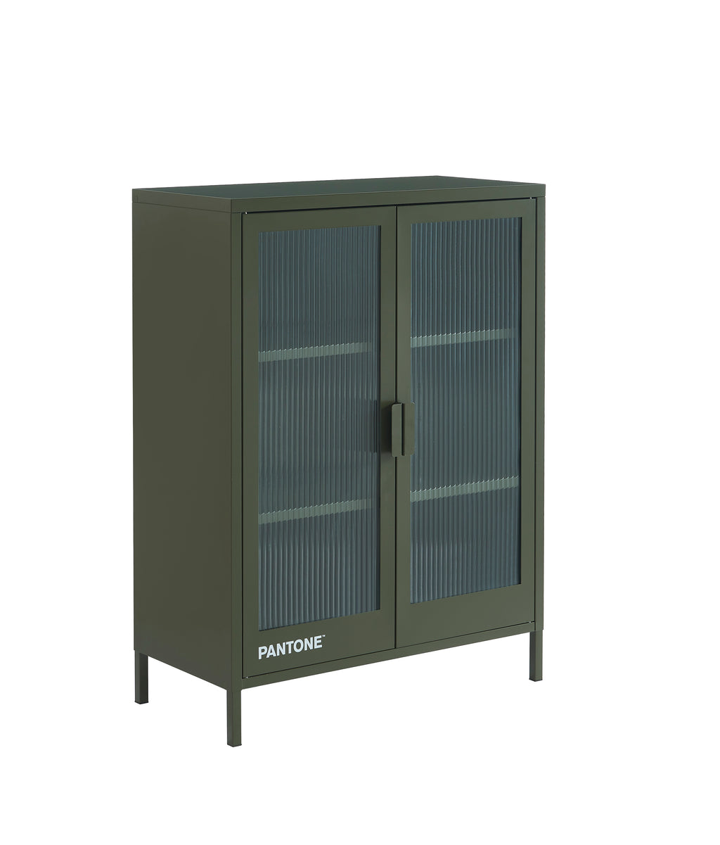 PANTONE® Fluted Glass Sideboard – Olive green