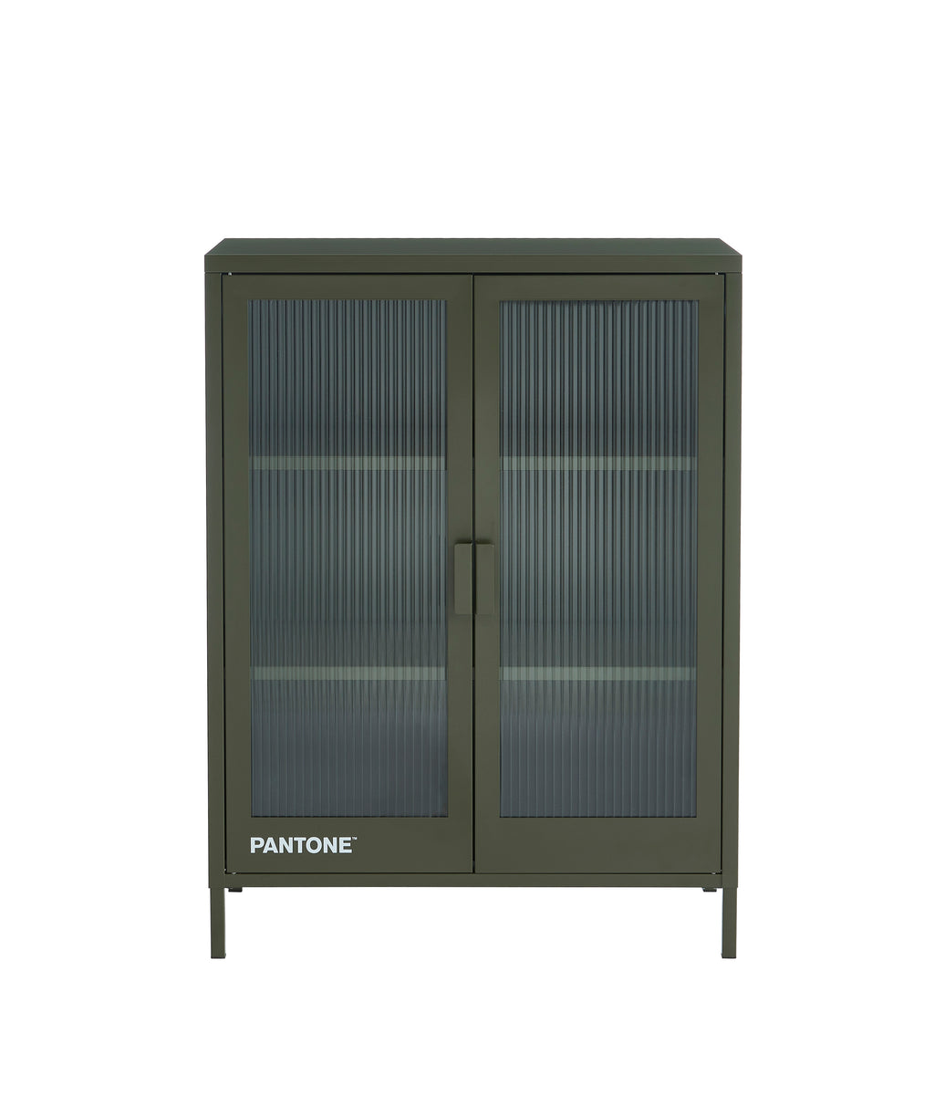 PANTONE® Fluted Glass Sideboard – Olive green