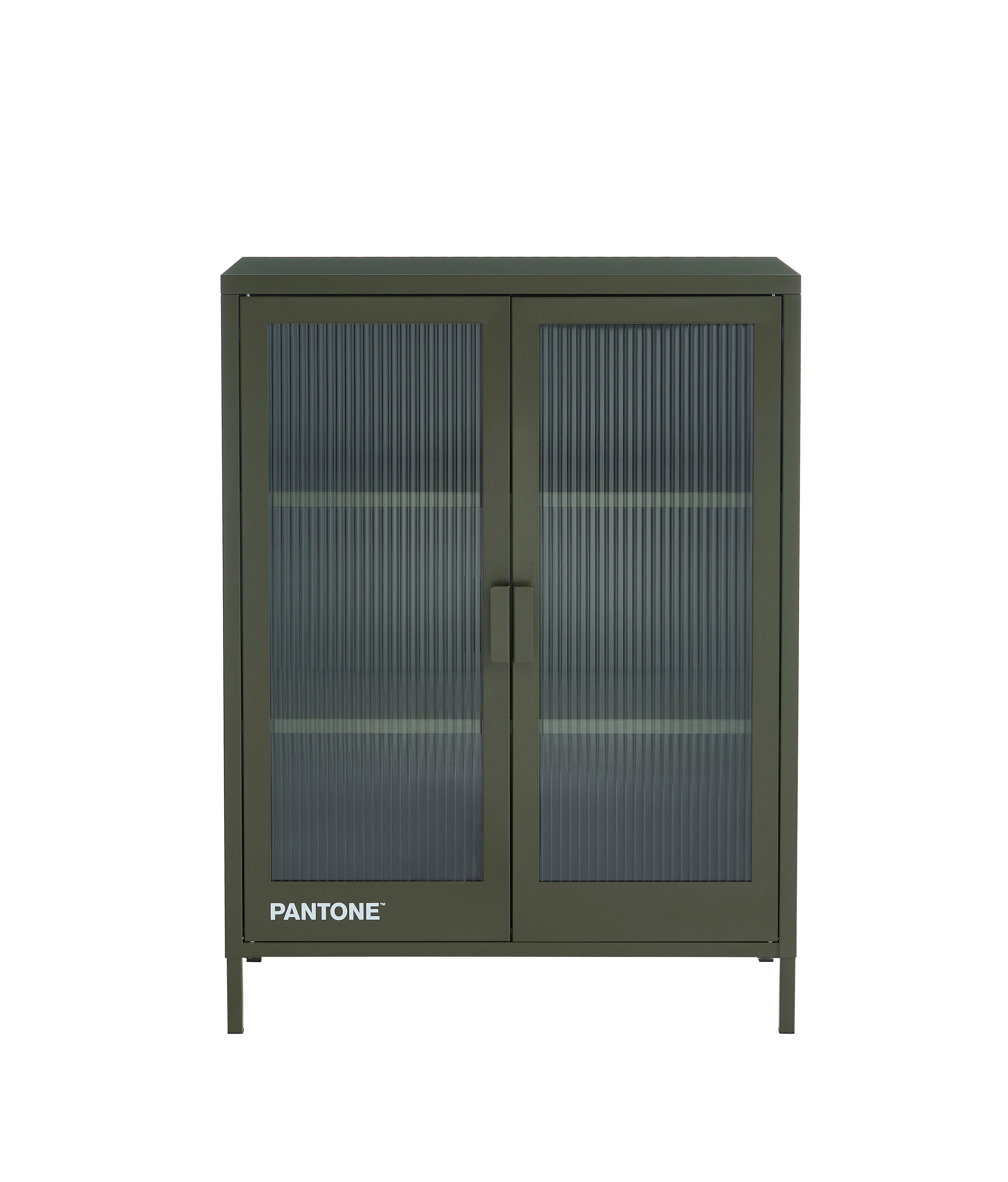 PANTONE® Fluted Glass Sideboard – Olive green
