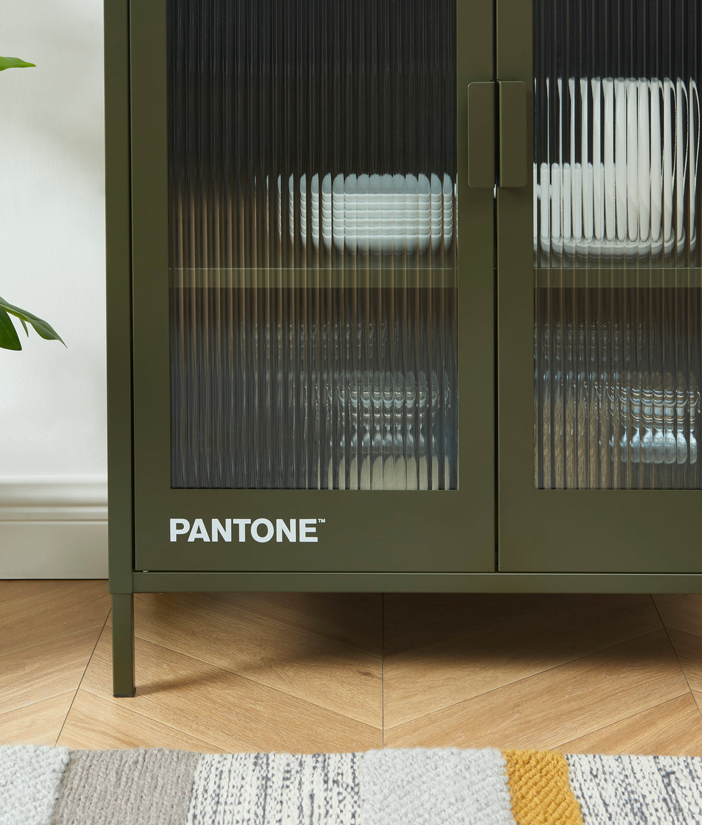 PANTONE® Fluted Glass Sideboard – Olive green