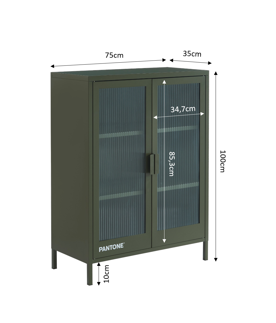 PANTONE® Fluted Glass Sideboard – Olive green