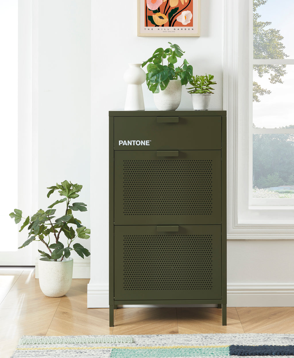 PANTONE® Metal Shoe Cabinet – Olive green