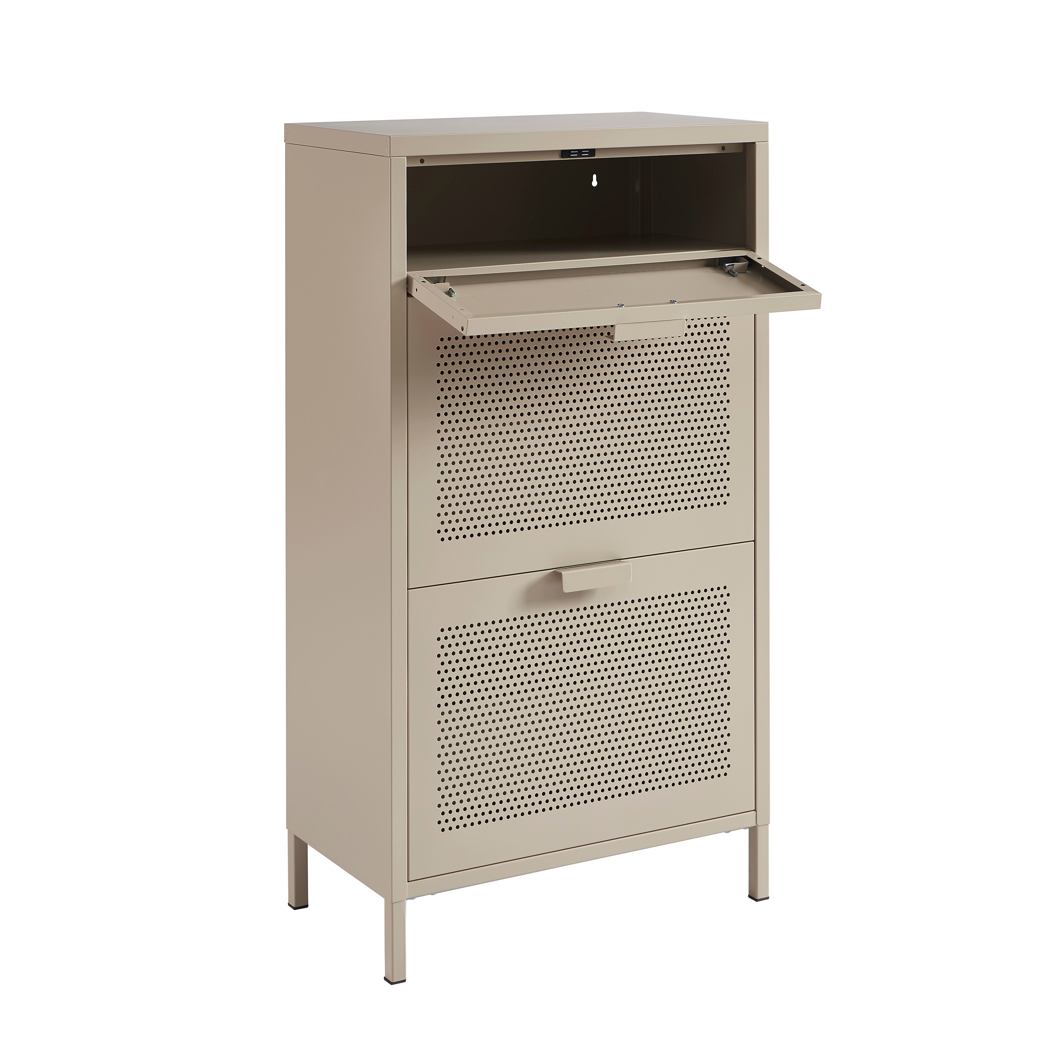 PANTONE® Metal Shoe Cabinet – Taupe