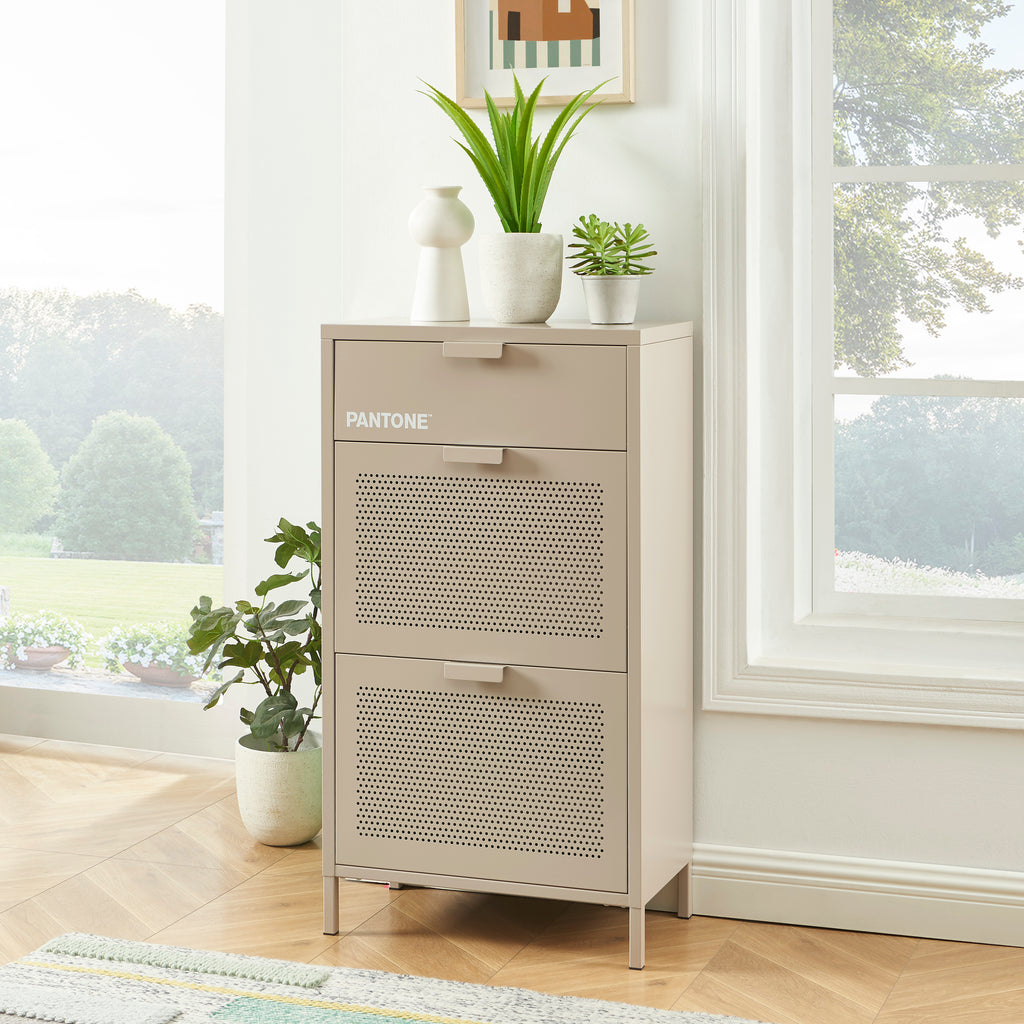 PANTONE® Metal Shoe Cabinet – Taupe