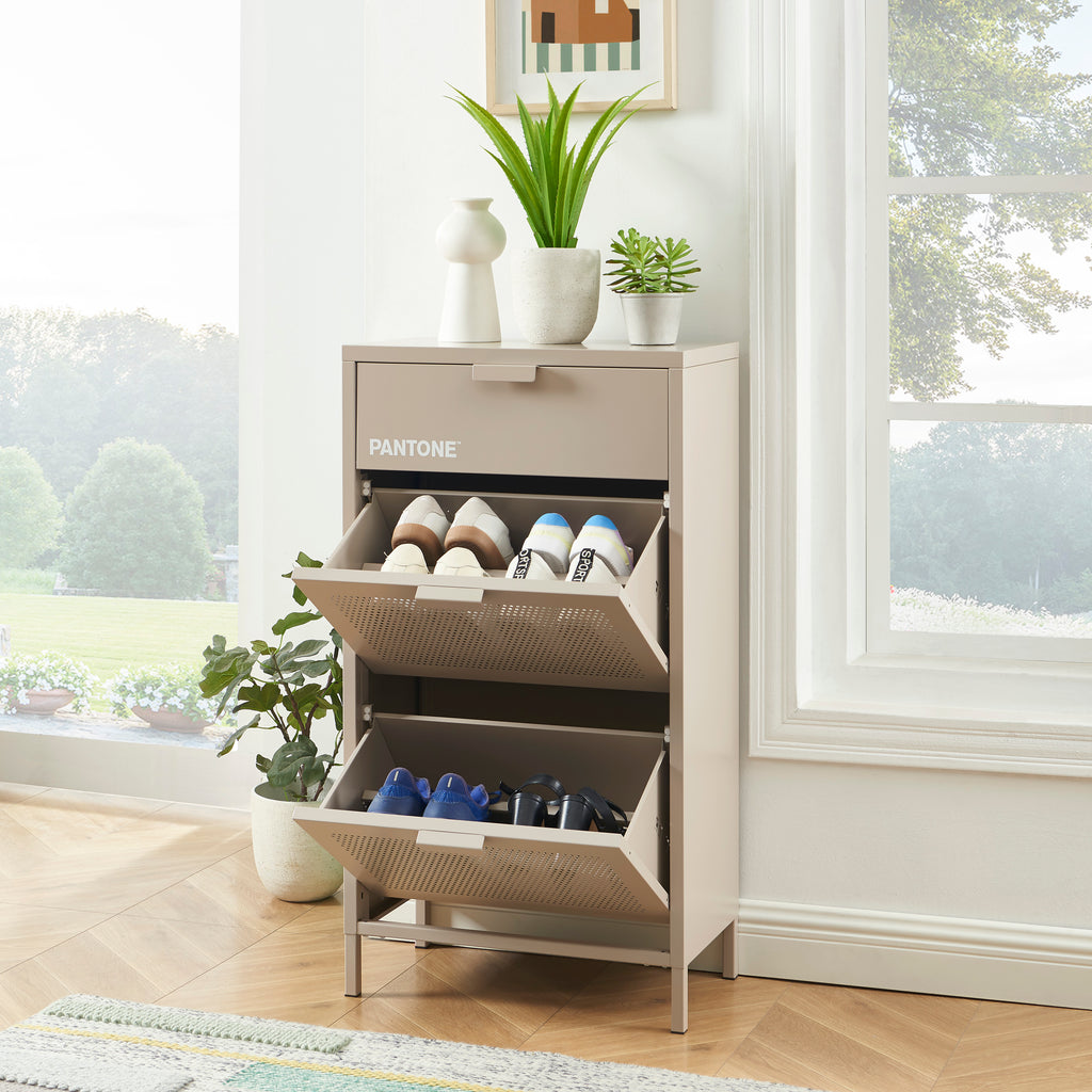 PANTONE® Metal Shoe Cabinet – Taupe