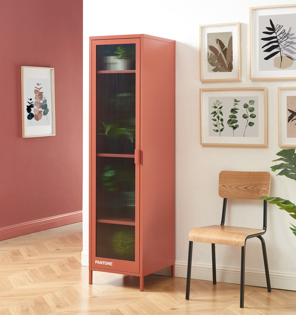 PANTONE® Metal Locker with Fluted Glass Door – Terracotta