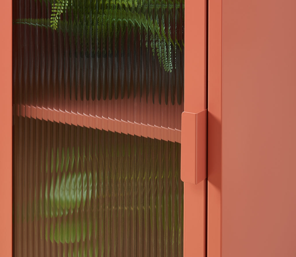 PANTONE® Metal Locker with Fluted Glass Door – Terracotta