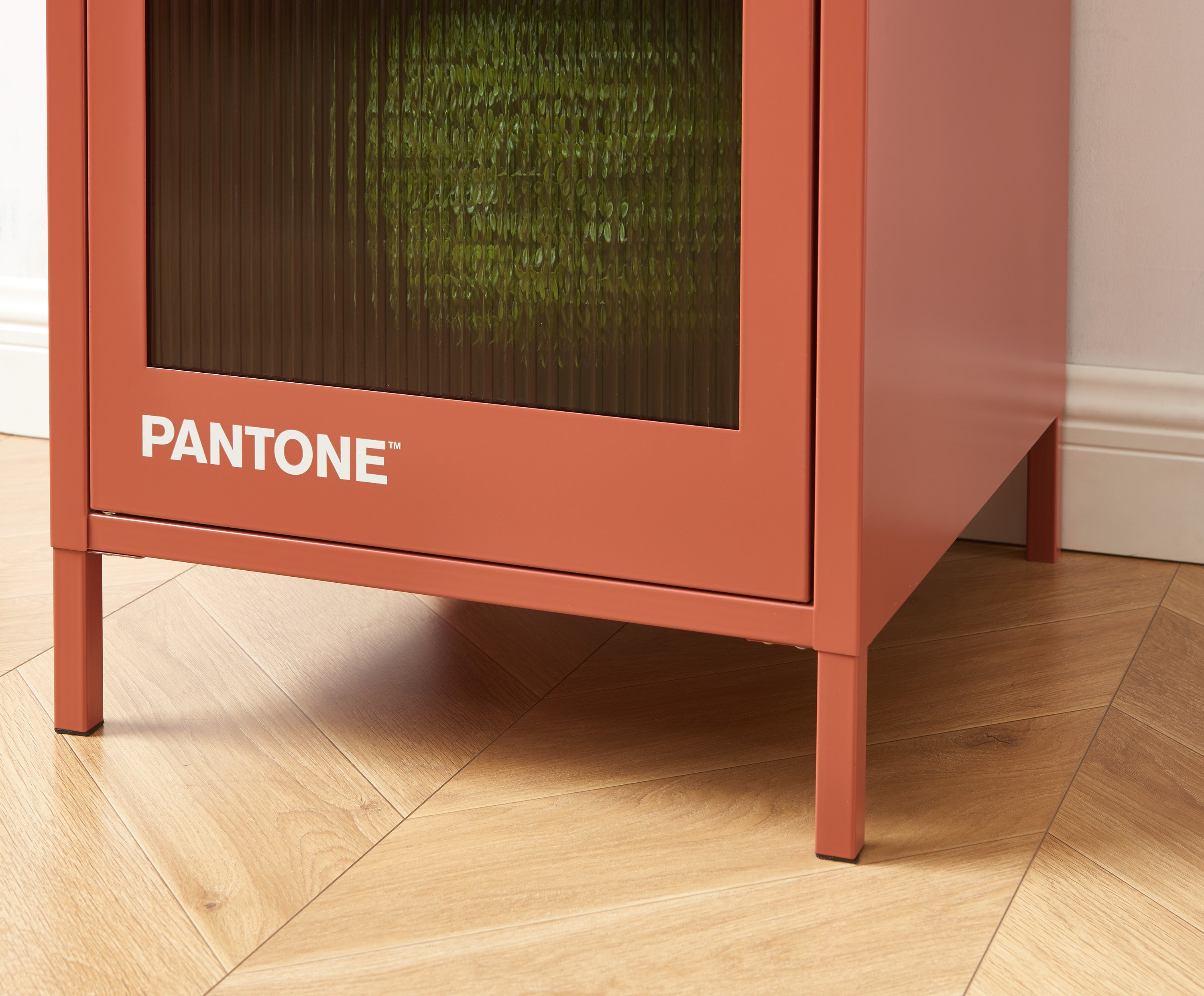 PANTONE® Metal Locker with Fluted Glass Door – Terracotta