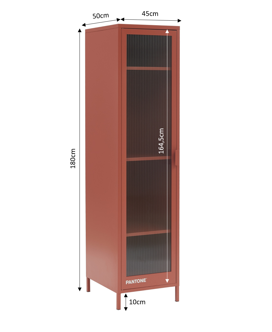 PANTONE® Metal Locker with Fluted Glass Door – Terracotta