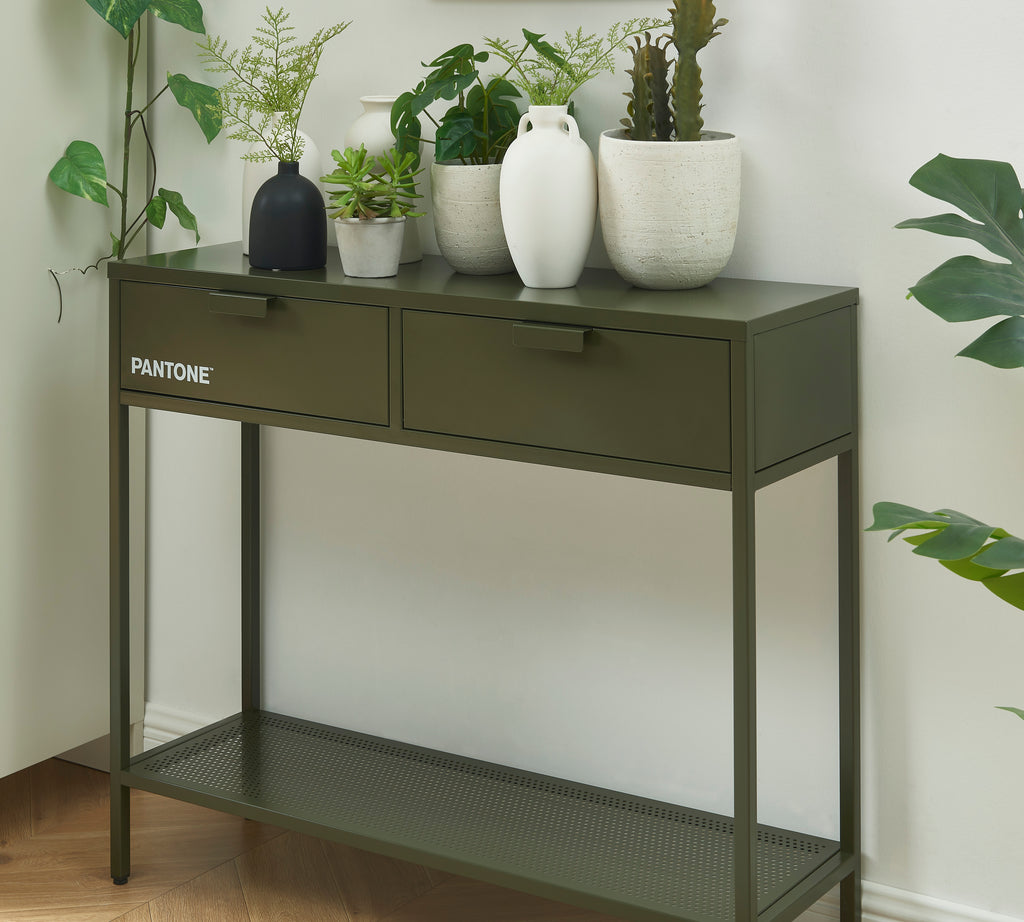 PANTONE® Metal Console Table – Olive green