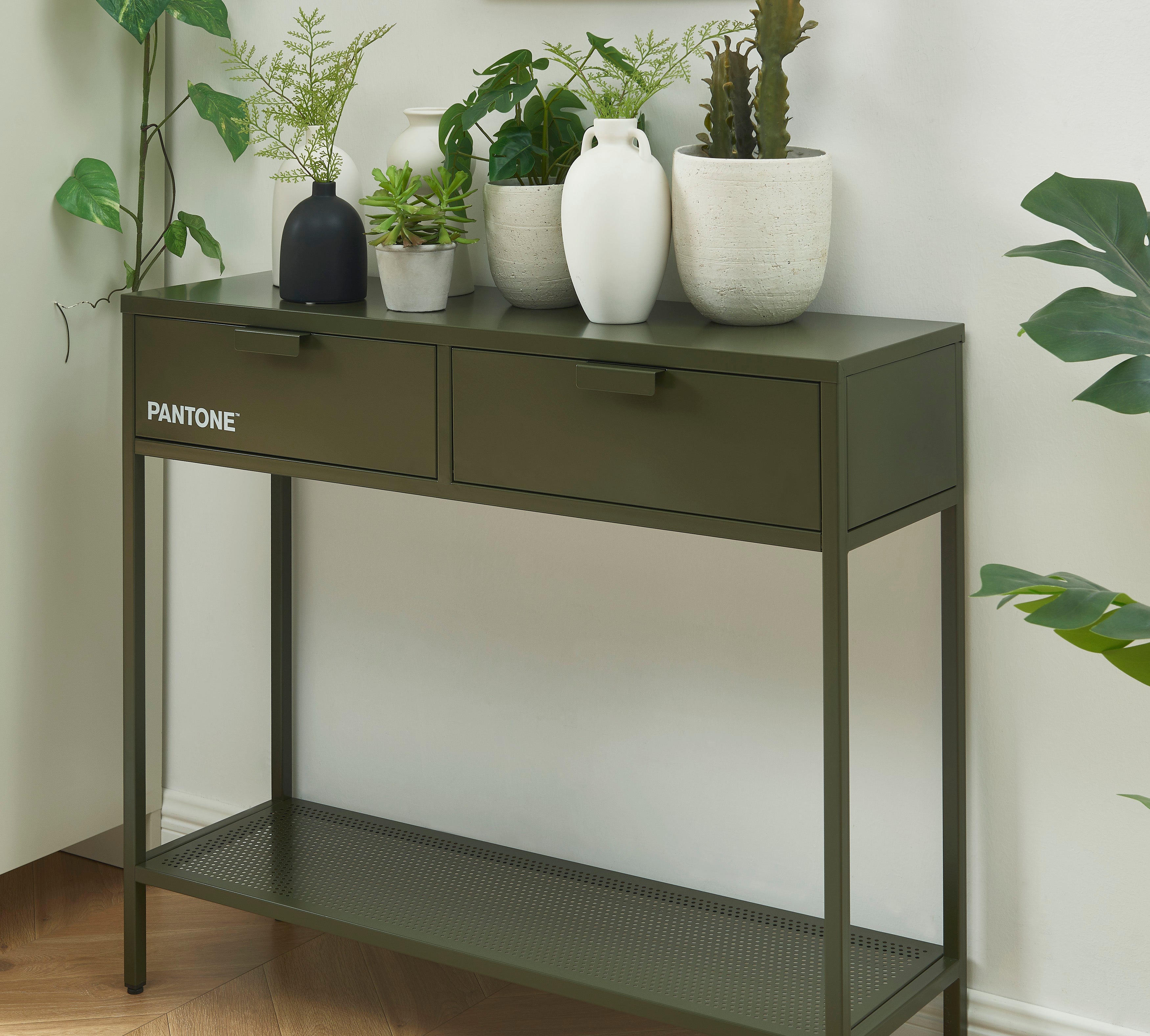 PANTONE® Metal Console Table – Olive green