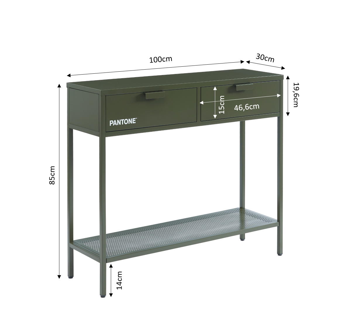 PANTONE® Metal Console Table – Olive green