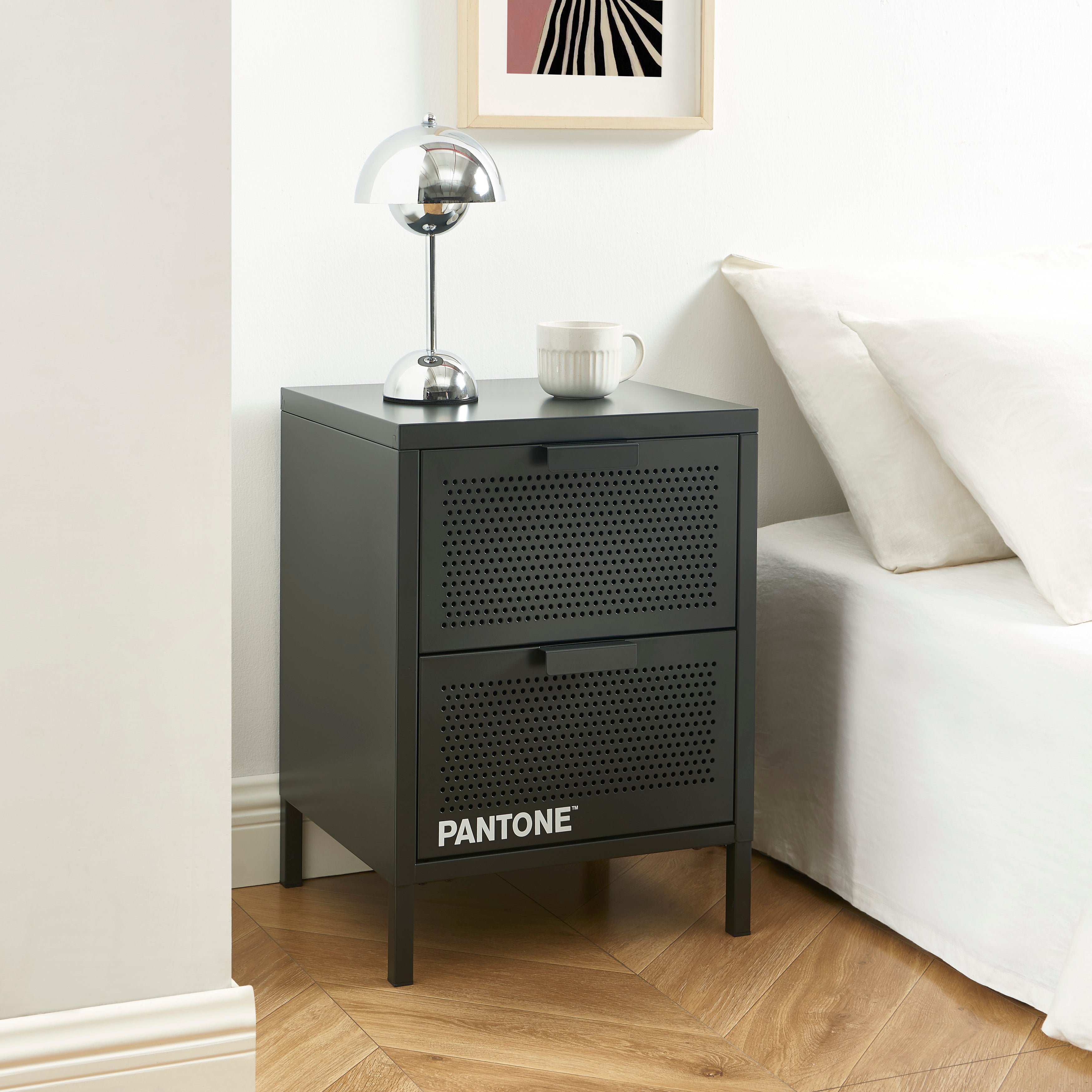PANTONE® Metal 2-Drawer Nightstand – Anthracite