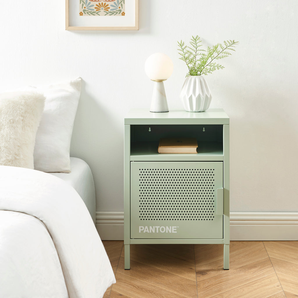 PANTONE® Metal Nightstand – Almond green