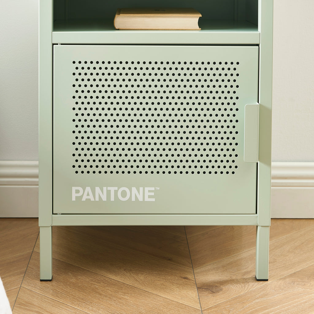 PANTONE® Metal 2-Drawer Nightstand – Almond green