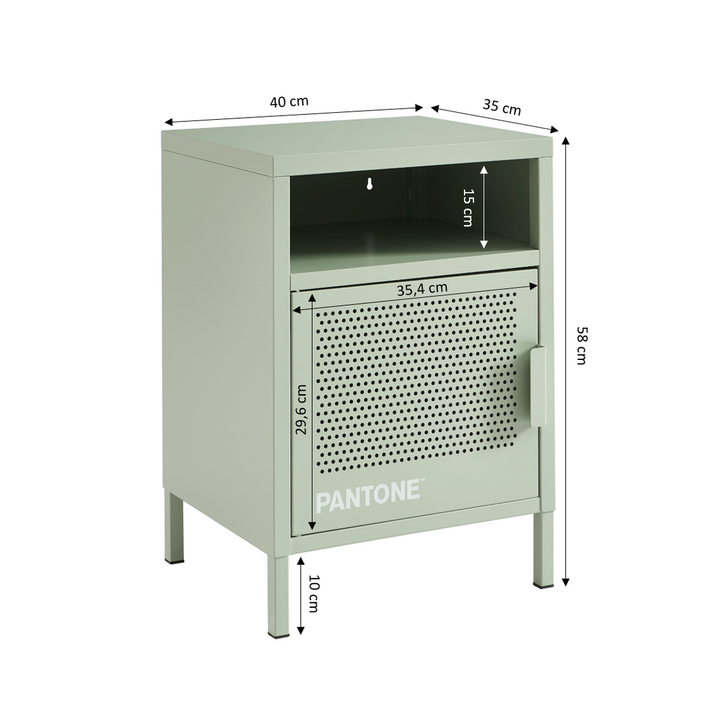PANTONE® Metal 2-Drawer Nightstand – Almond green