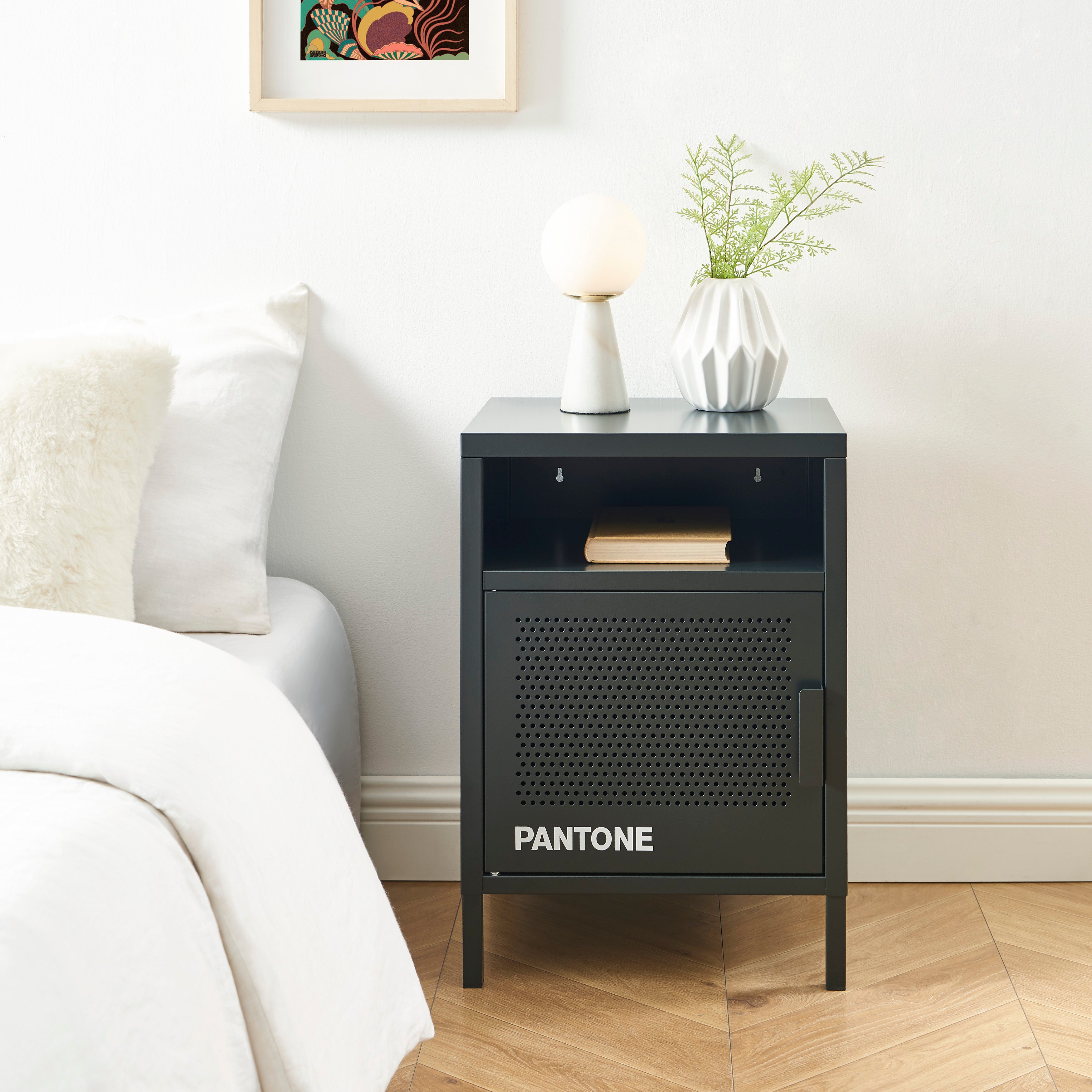 PANTONE® Metal 2-Drawer Nightstand – Anthracite