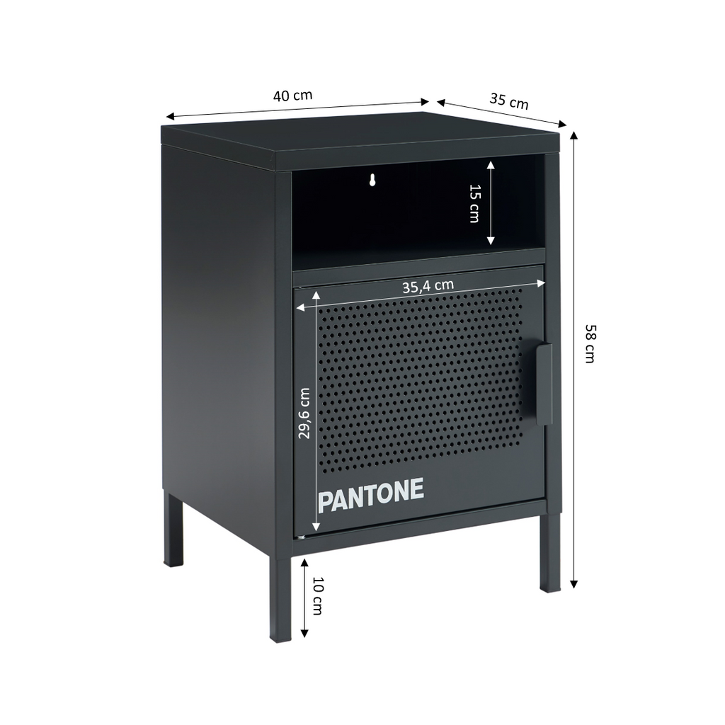 PANTONE® Metal 2-Drawer Nightstand – Anthracite