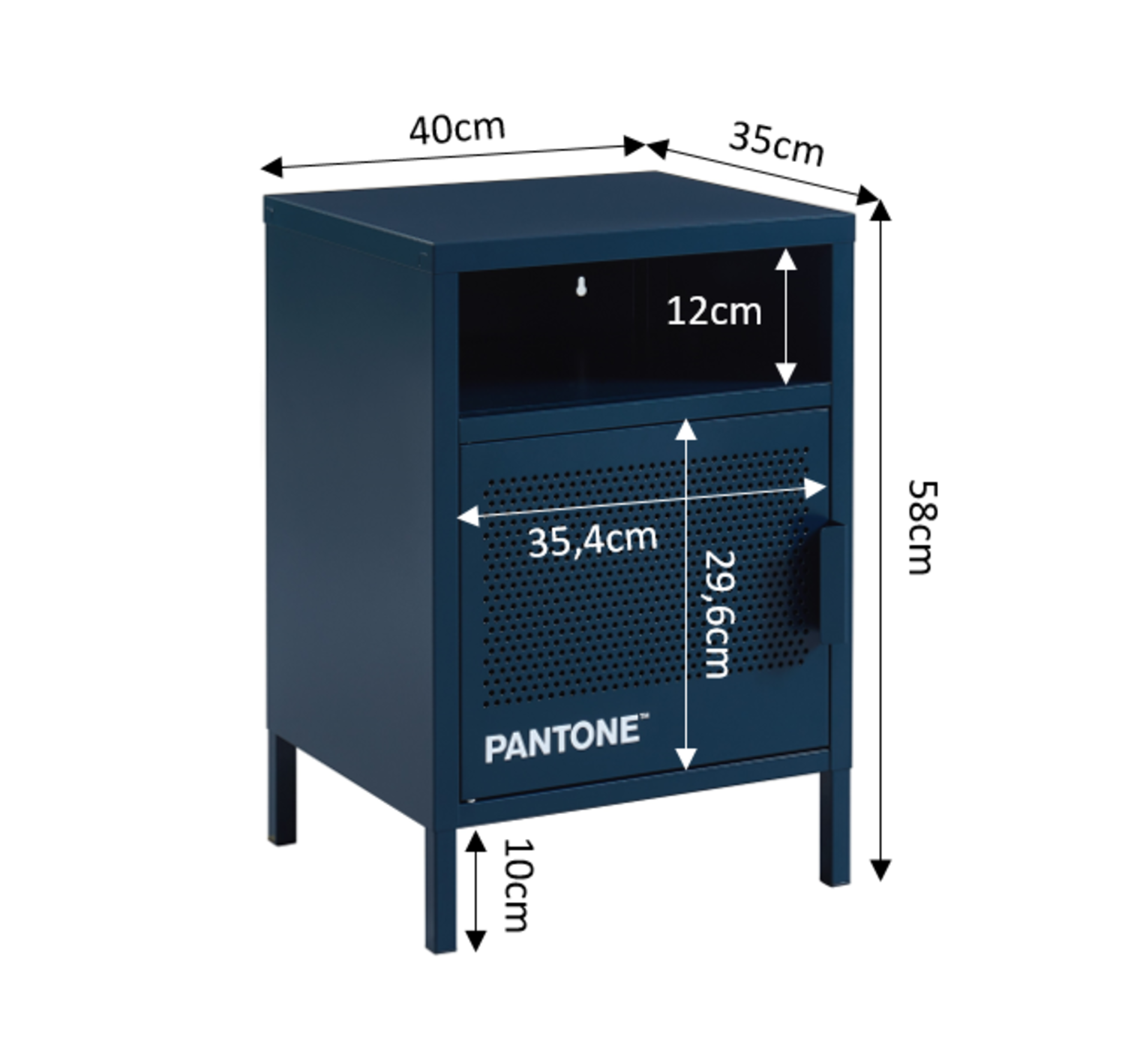 PANTONE® Metal 2-Drawer Nightstand – Midnight blue