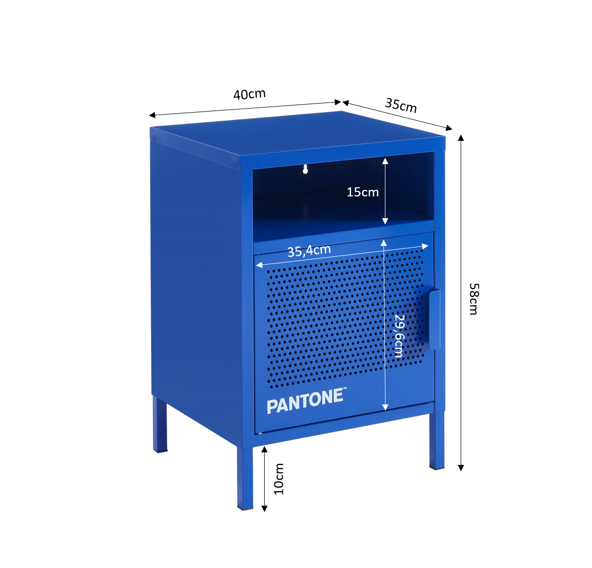 PANTONE® Metal Nightstand – Electric blue