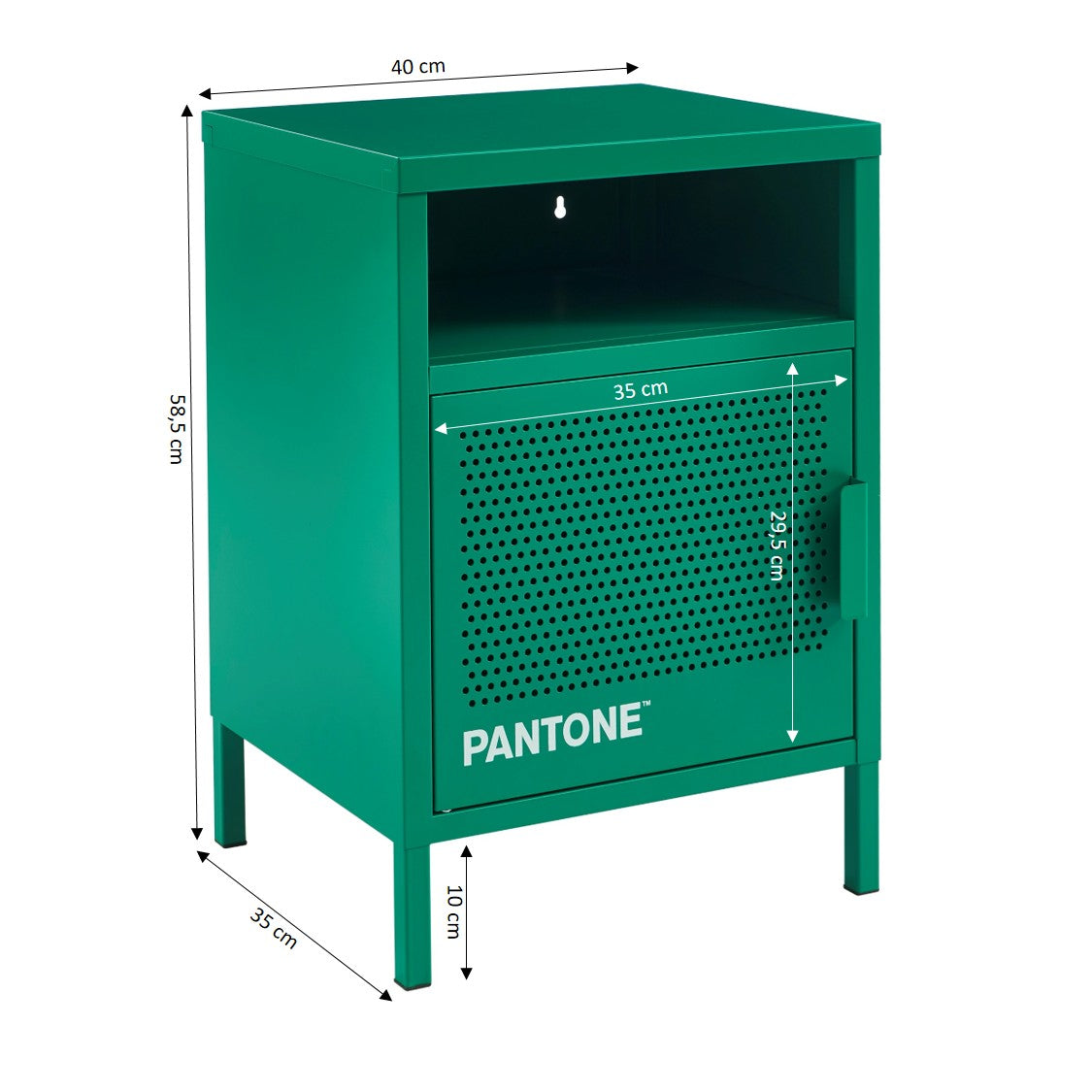 PANTONE® Metal 2-Drawer Nightstand – Emerald green