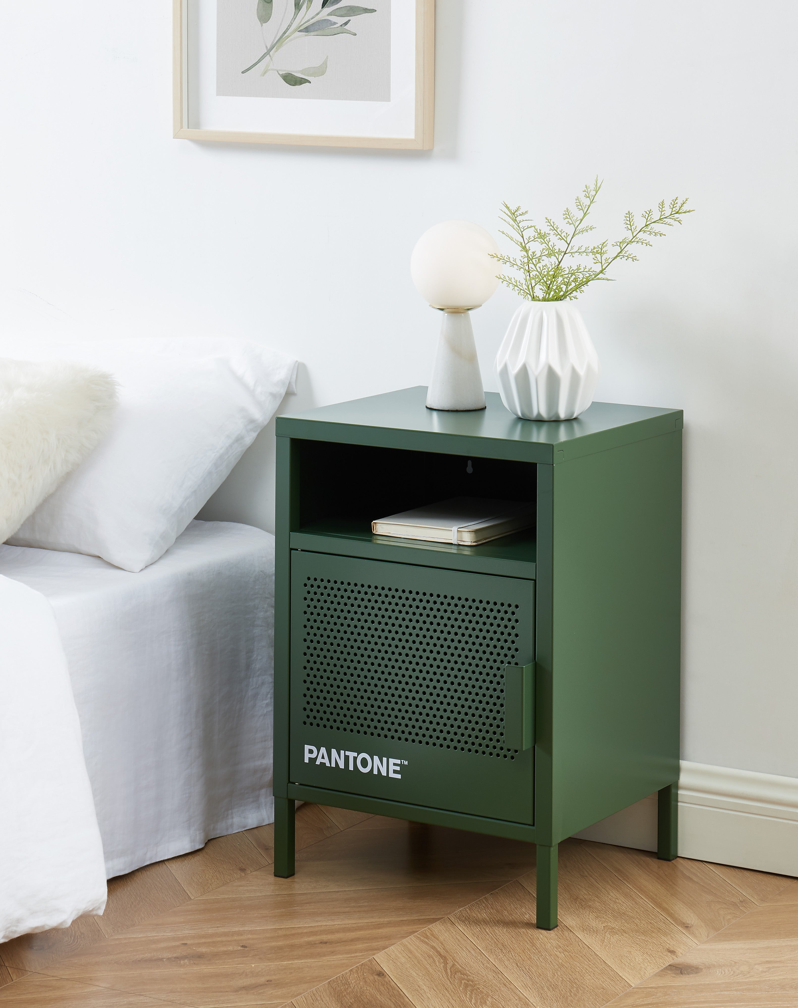 PANTONE® Metal Nightstand – Olive green