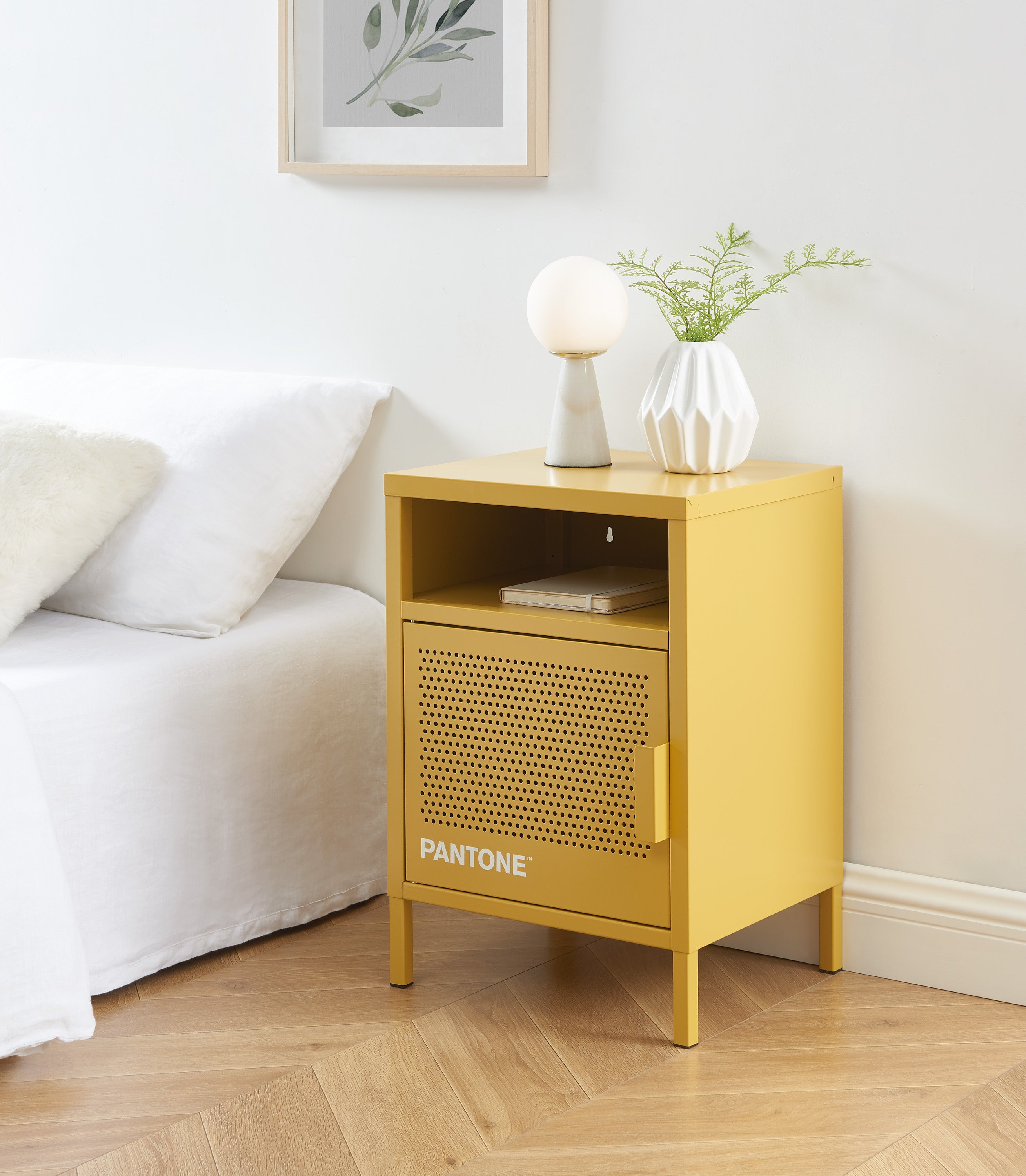 PANTONE® Metal 2-Drawer Nightstand – Mustard