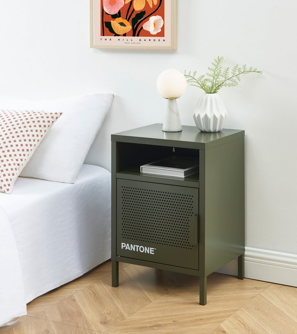 PANTONE® Metal Nightstand – Olive green