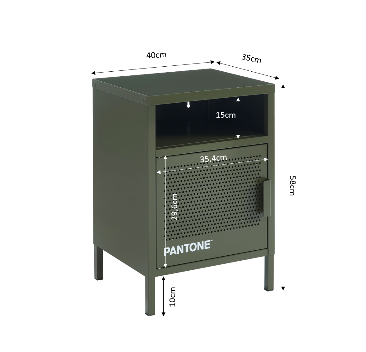 PANTONE® Metal Nightstand – Olive green